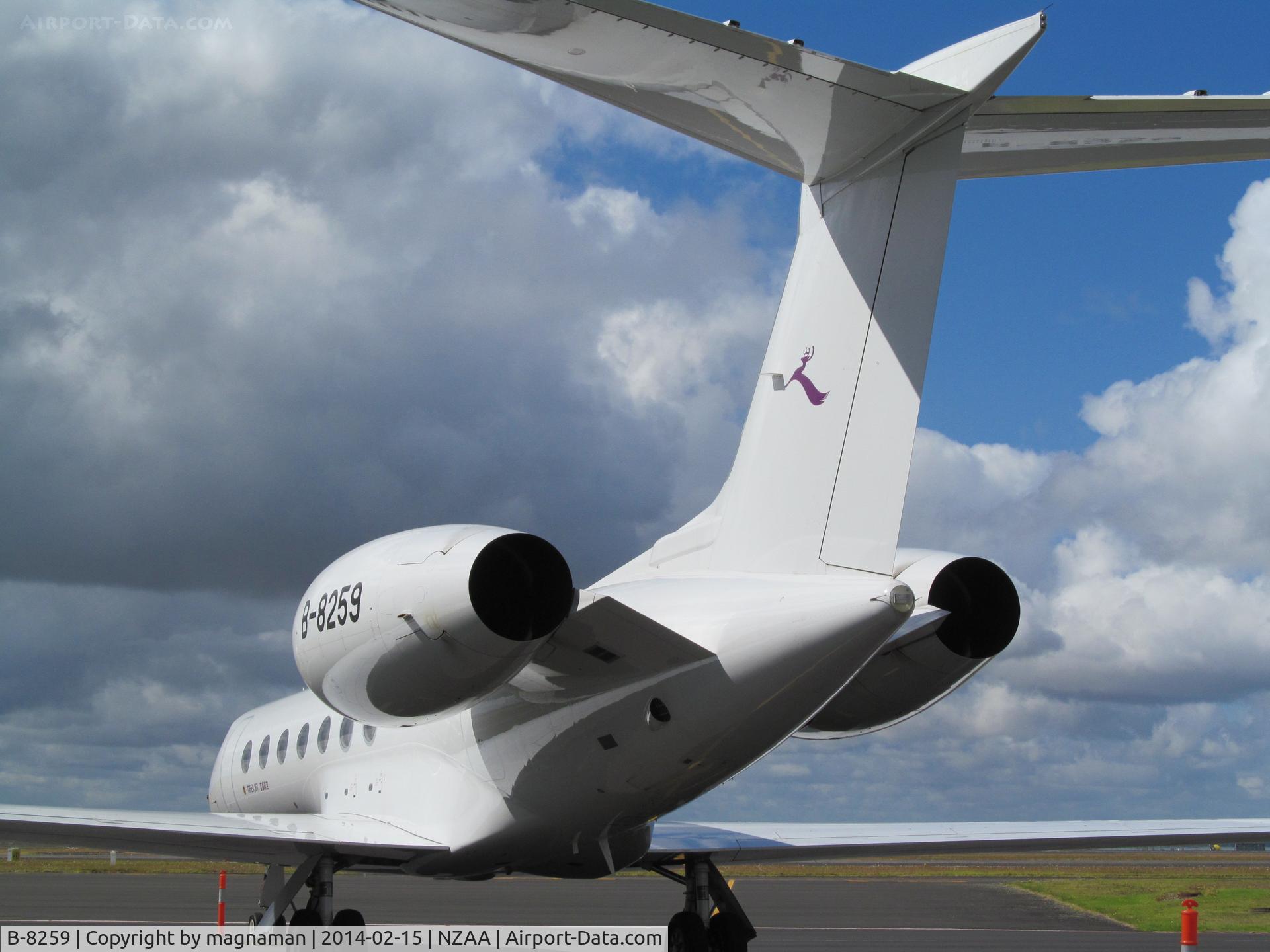 B-8259, 2011 Gulfstream Aerospace G550 C/N 5357, ON stand at AKL - pretty awkward angle though.