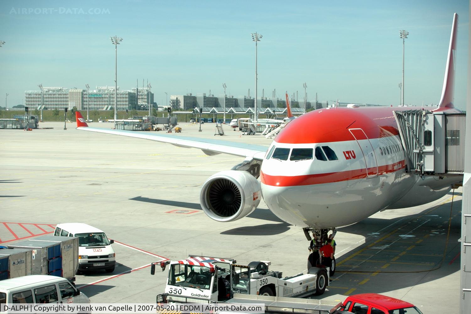 D-ALPH, 2006 Airbus A330-223 C/N 739, LTU A330-200 at the gate at München Franz-Josef Strauss, Germany.