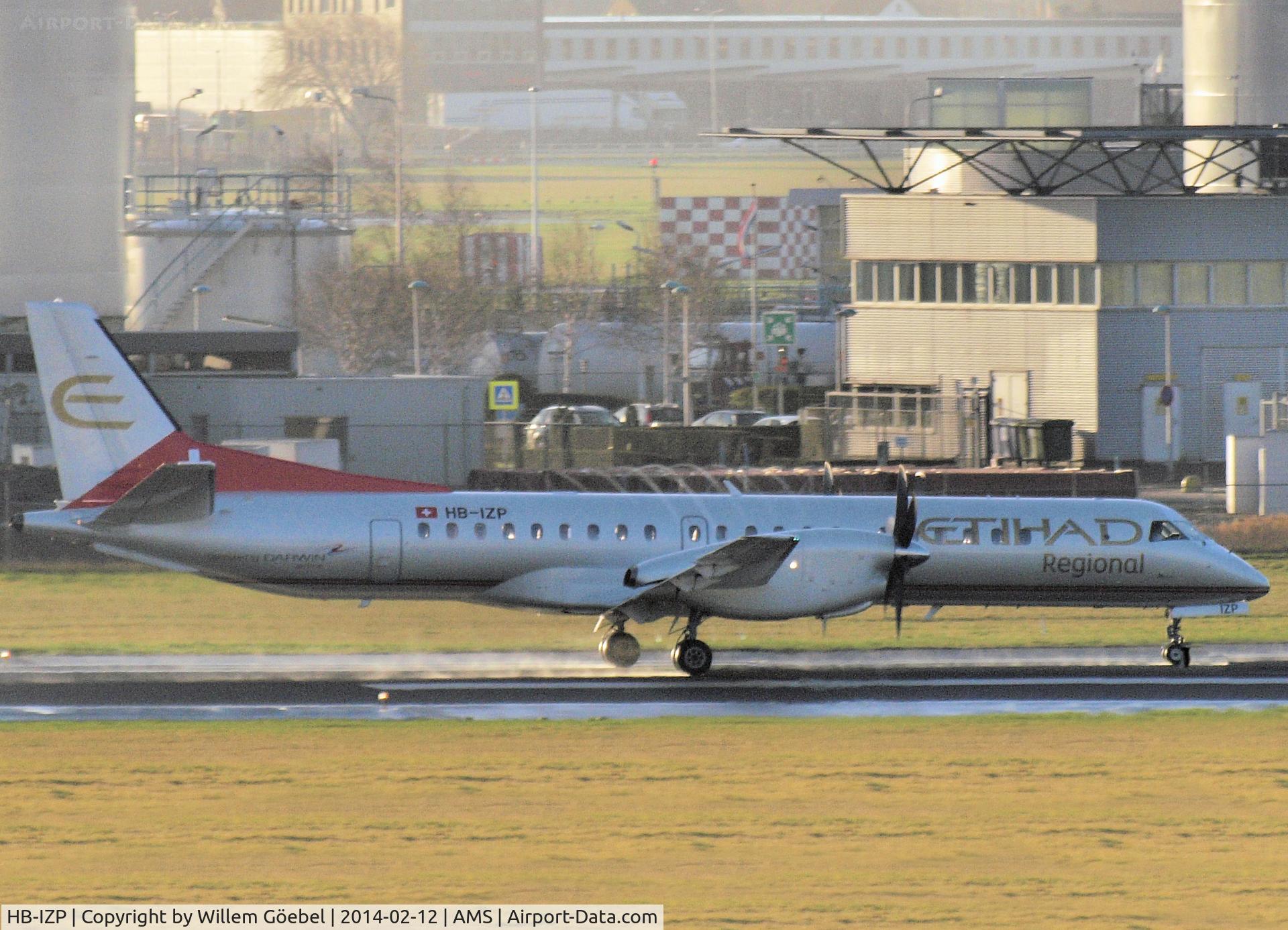HB-IZP, 1996 Saab 2000 C/N 2000-031, Taxi to runway 18L of Schiphol Airport