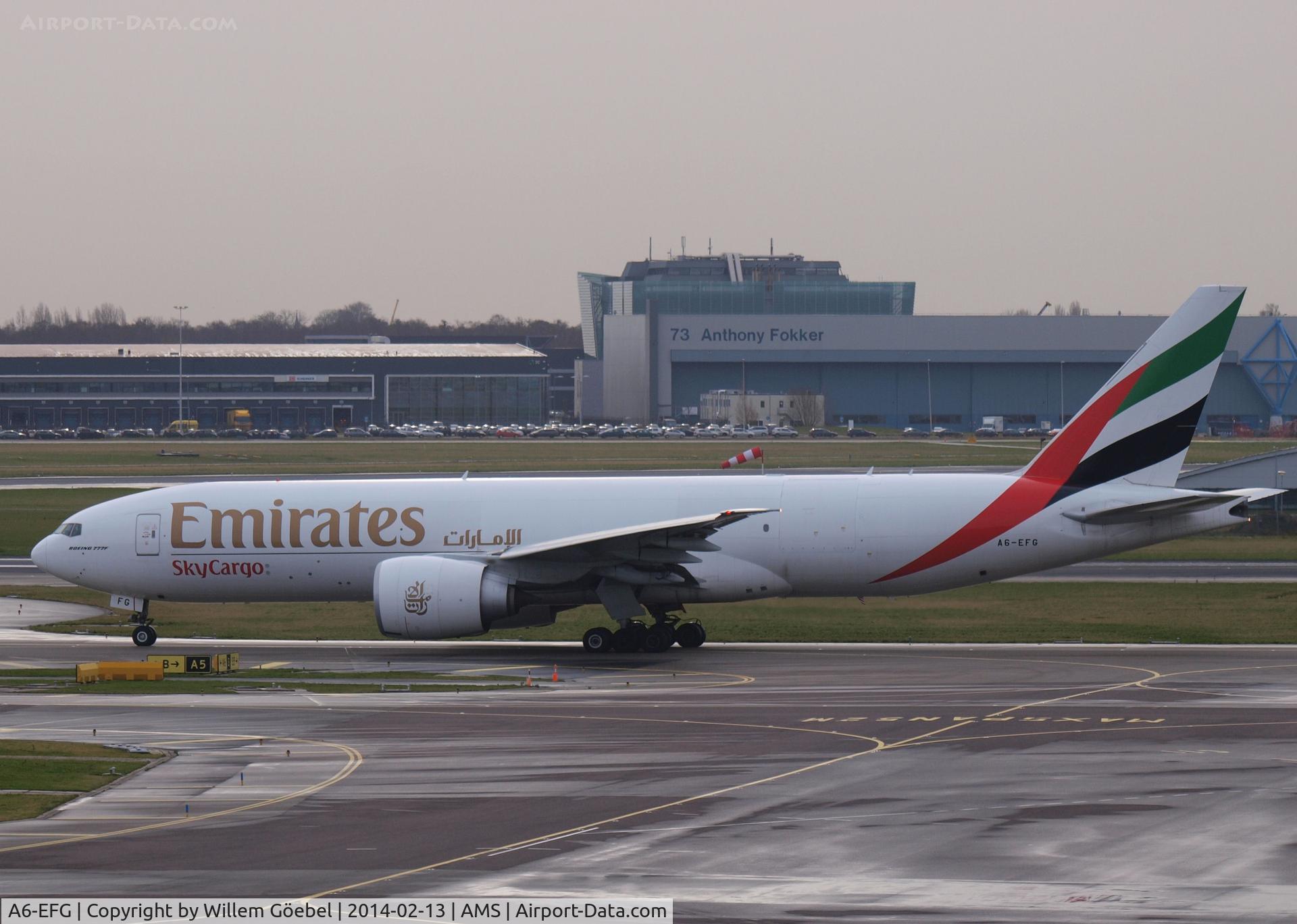 A6-EFG, 2012 Boeing 777-F1H C/N 35613, Taxi to runway 18L of Schiphol Airport