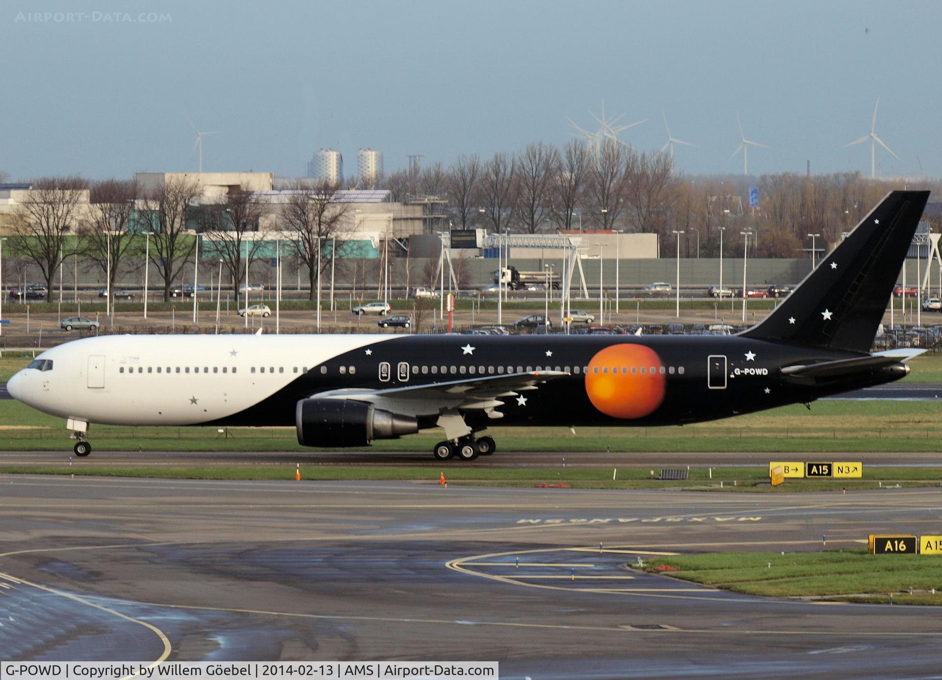 G-POWD, 2003 Boeing 767-36N/ER C/N 30847, Taxi to the gate Schiphol Airport