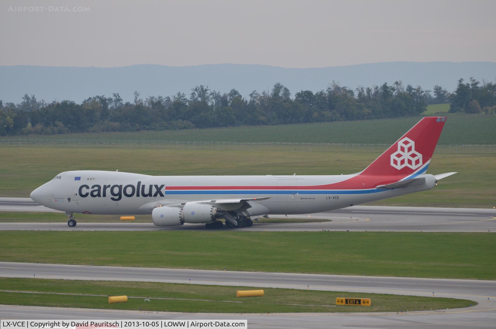 LX-VCE, 2012 Boeing 747-8R7F C/N 35810, Departing to Luxembourg.