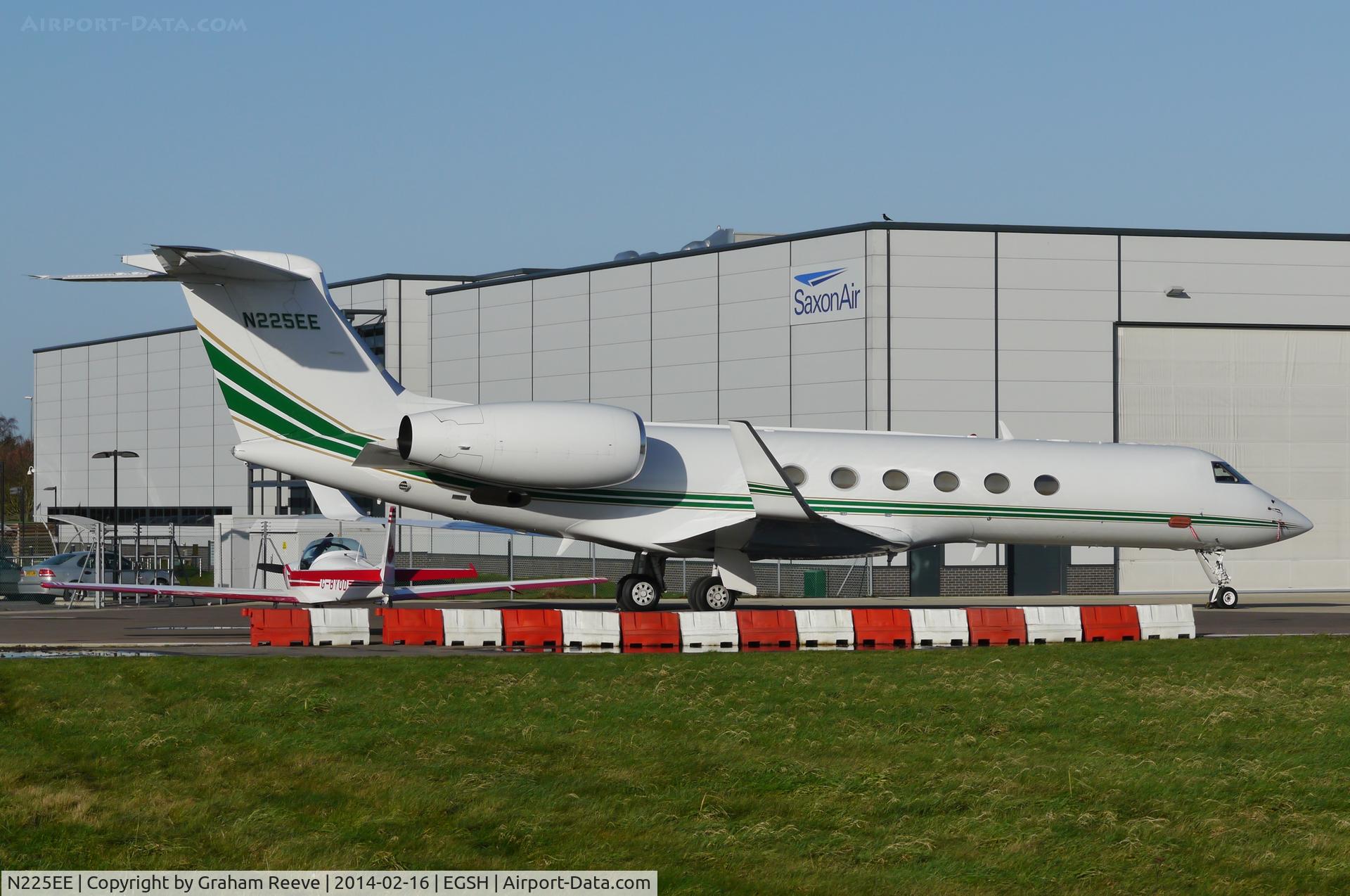 N225EE, 1998 Gulfstream Aerospace G-V C/N 563, Parked at Norwich.