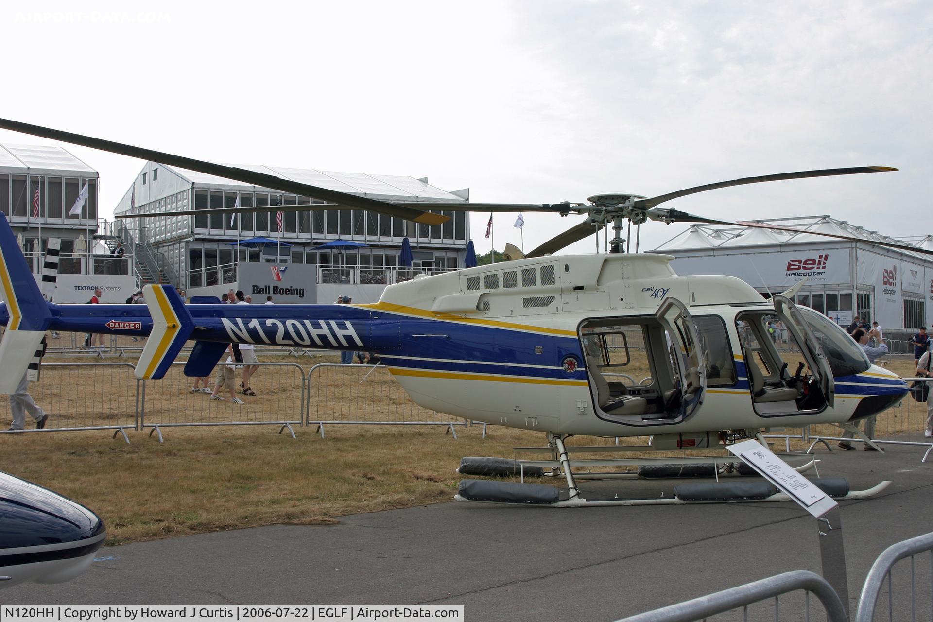 N120HH, 2005 Bell 407 C/N 53661, Farnborough 2006.
