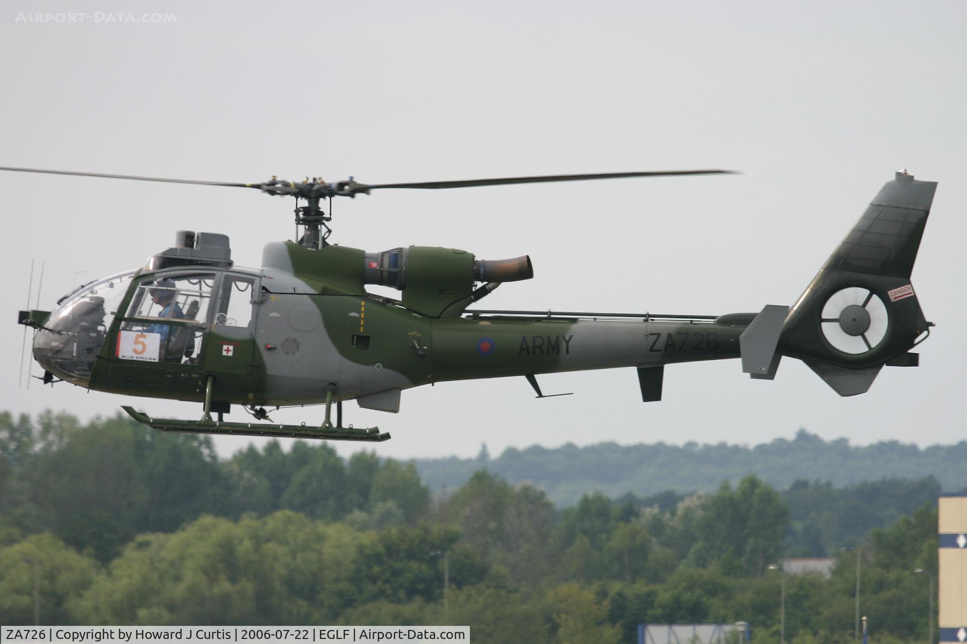 ZA726, 1979 Westland SA-341B Gazelle AH1 C/N WA1795, Farnborough 2006.