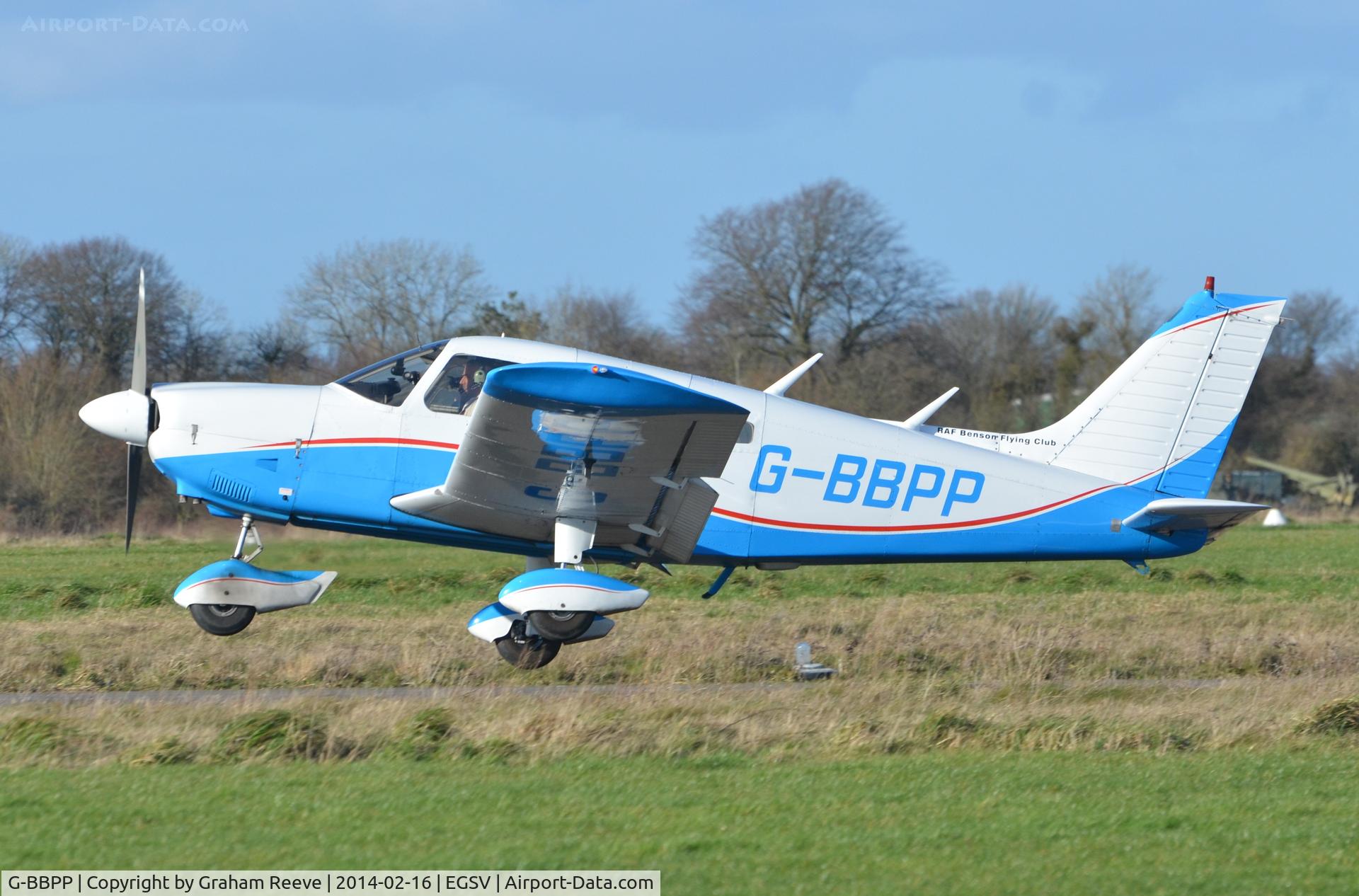 G-BBPP, 1973 Piper PA-28-180 Cherokee Archer C/N 28-7405007, Departing from Old Buckenham.