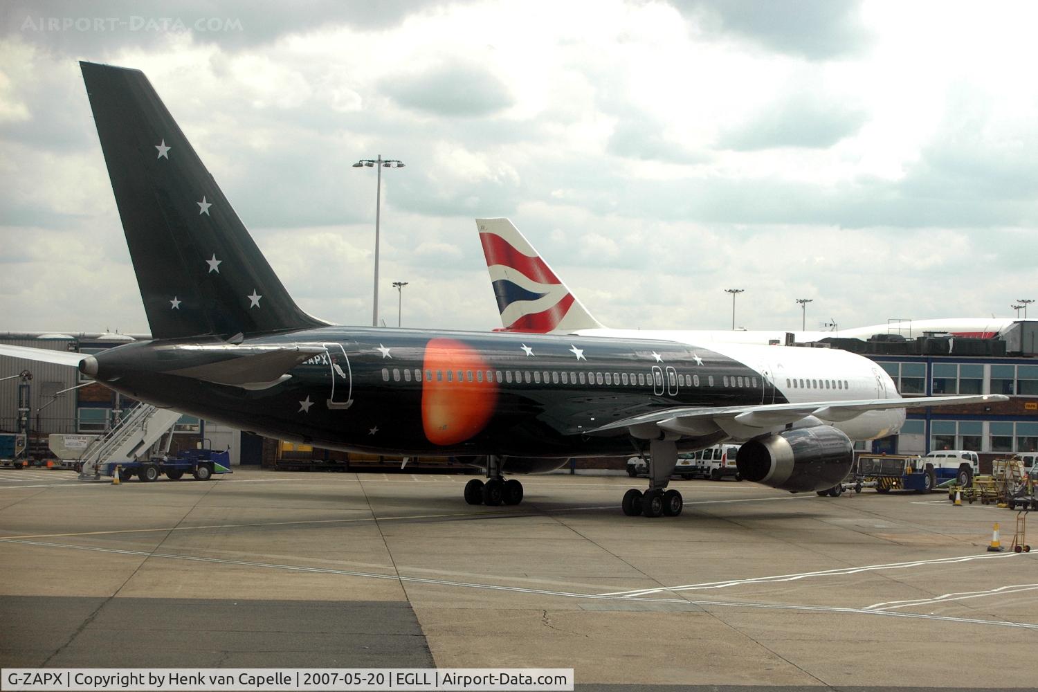 G-ZAPX, 2000 Boeing 757-256 C/N 29309, Titan Airways Boeing 757 at the gate at London Heathrow airport.