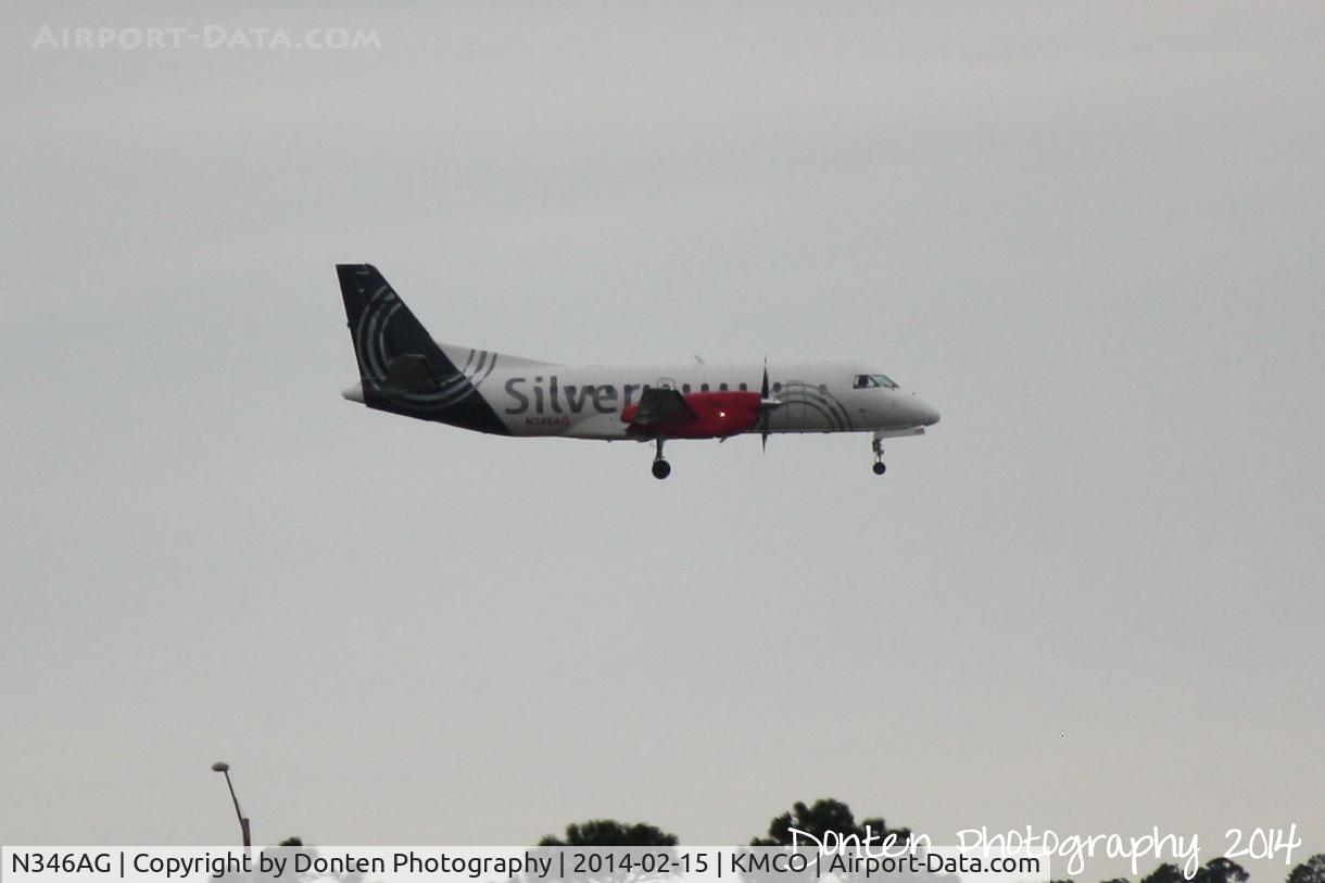 N346AG, 1998 Saab 340B C/N 340B-446, Silver Flight 3977 (N346AG) arrives at Orlando International Airport following a flight from Southwest Florida International Airport