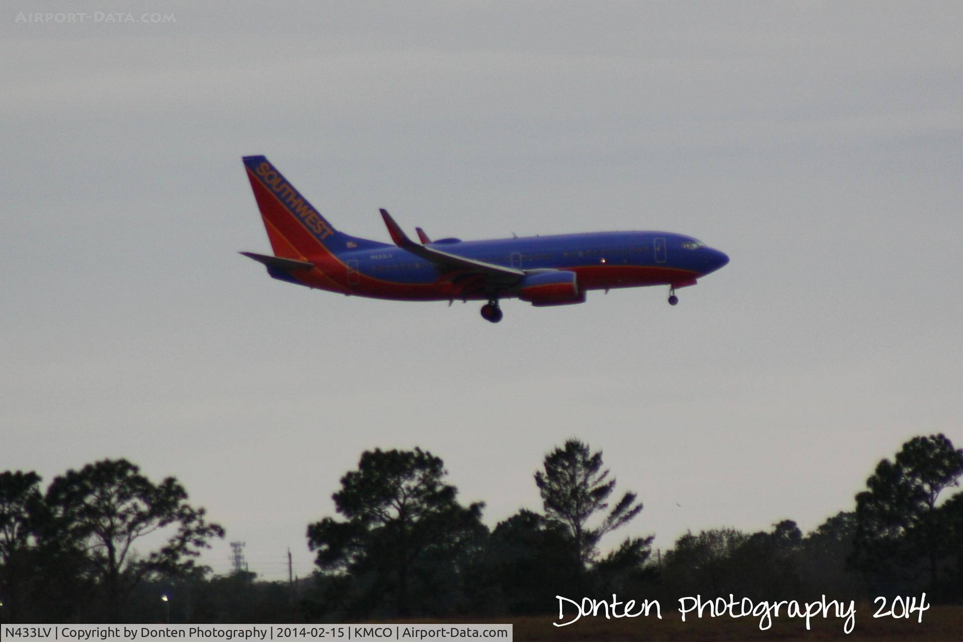 N433LV, 2003 Boeing 737-7H4 C/N 33716, Southwest Flight 2219 (N433LV) arrives at Orlando International Airport following a flight from Austin-Bergstrom International Airport