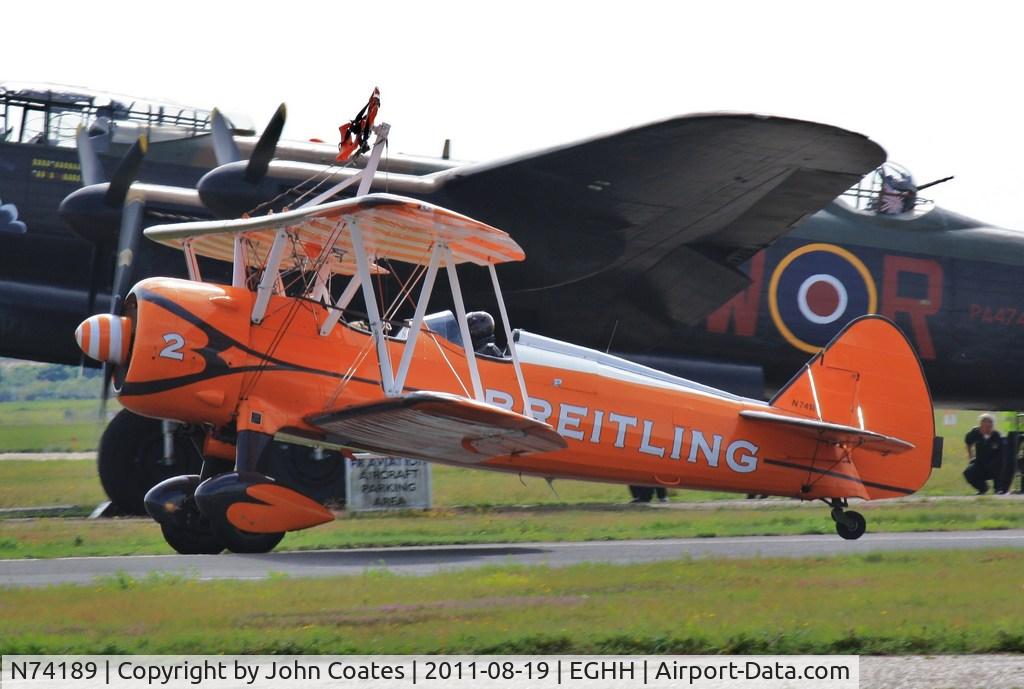 N74189, 1941 Boeing PT-17/R985 Kaydet (A75N1) C/N 75-717, Taxies past Lancaster PA474