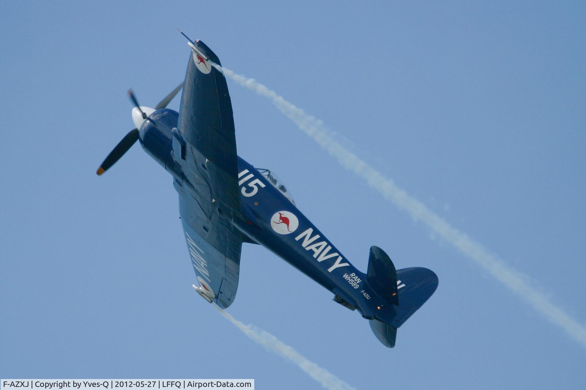 F-AZXJ, 1949 Hawker Sea Fury FB.11 C/N 37733, Hawker Sea Fury FB MK-11, La Ferté Alais Airfield (LFFQ) Air Show 2012