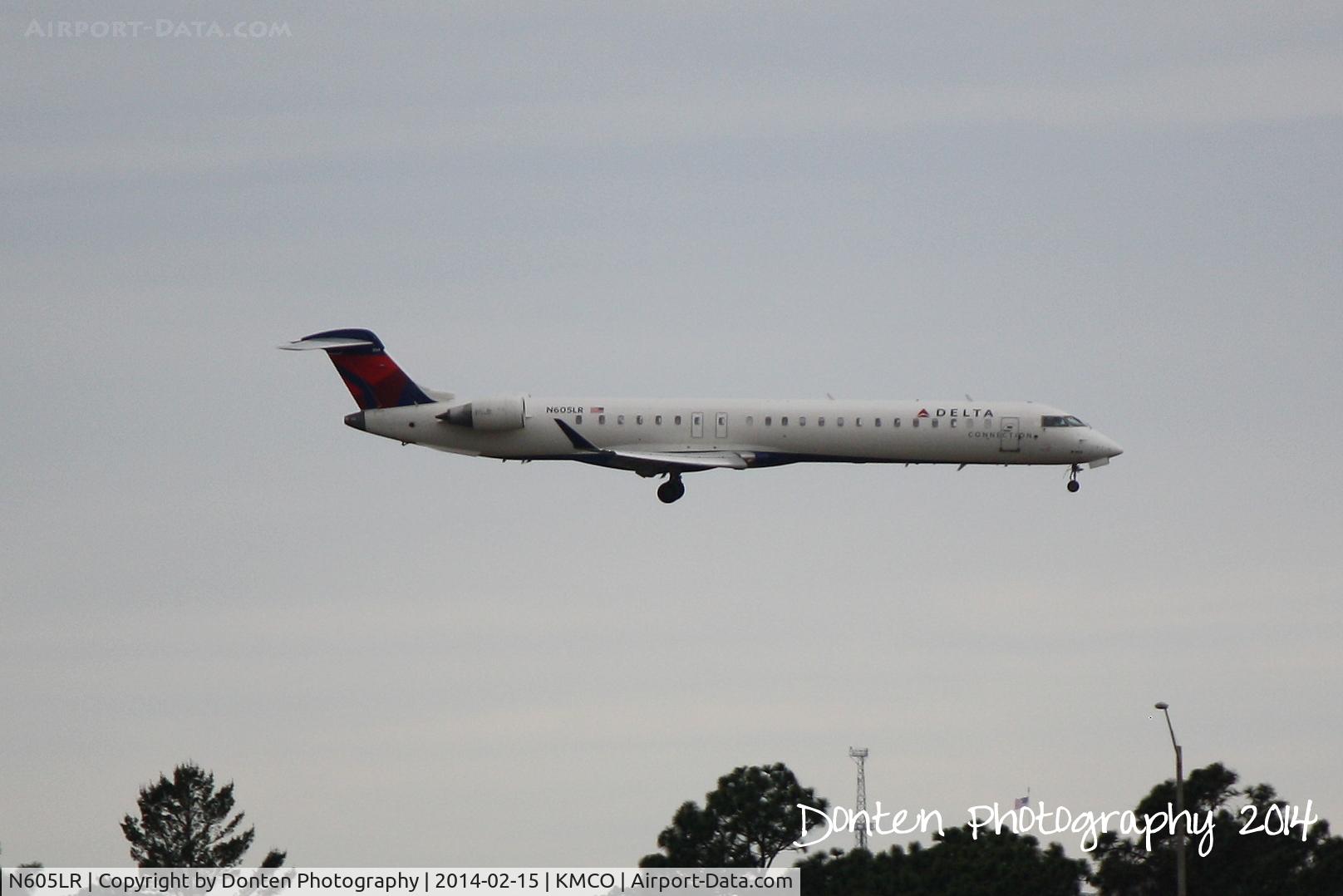N605LR, 2008 Bombardier CRJ-900ER (CL-600-2D24) C/N 15160, Delta Flight 4028 operated by Endeavor (N603LR) arrives at Orlando International Airport following a flight from Indianapolis International Airport