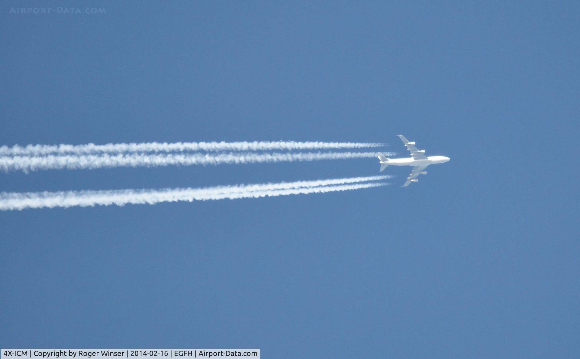 4X-ICM, 1980 Boeing 747-271C C/N 21965, Cargo Air Lines B742C aircraft at 33000 feet east bound over Swansea Airport.