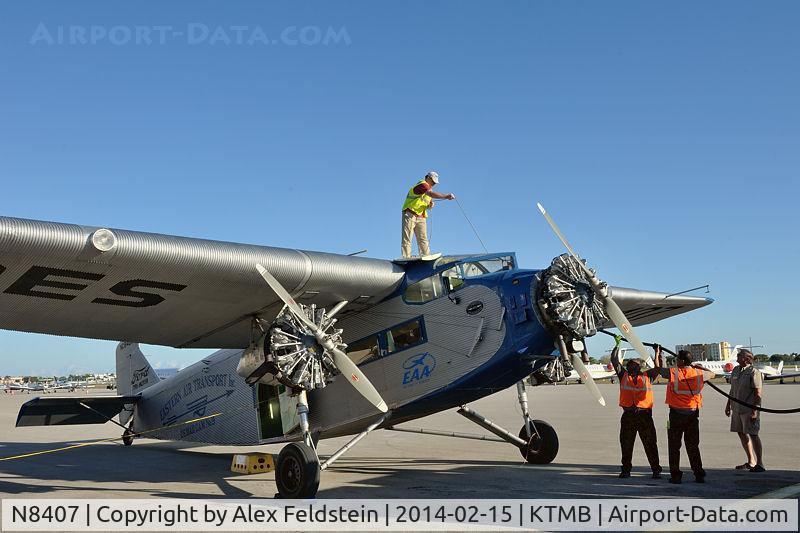 N8407, 1929 Ford 4-AT-E Tri-Motor C/N 69, Refueling at Kendall-Tamiami (KTMB)