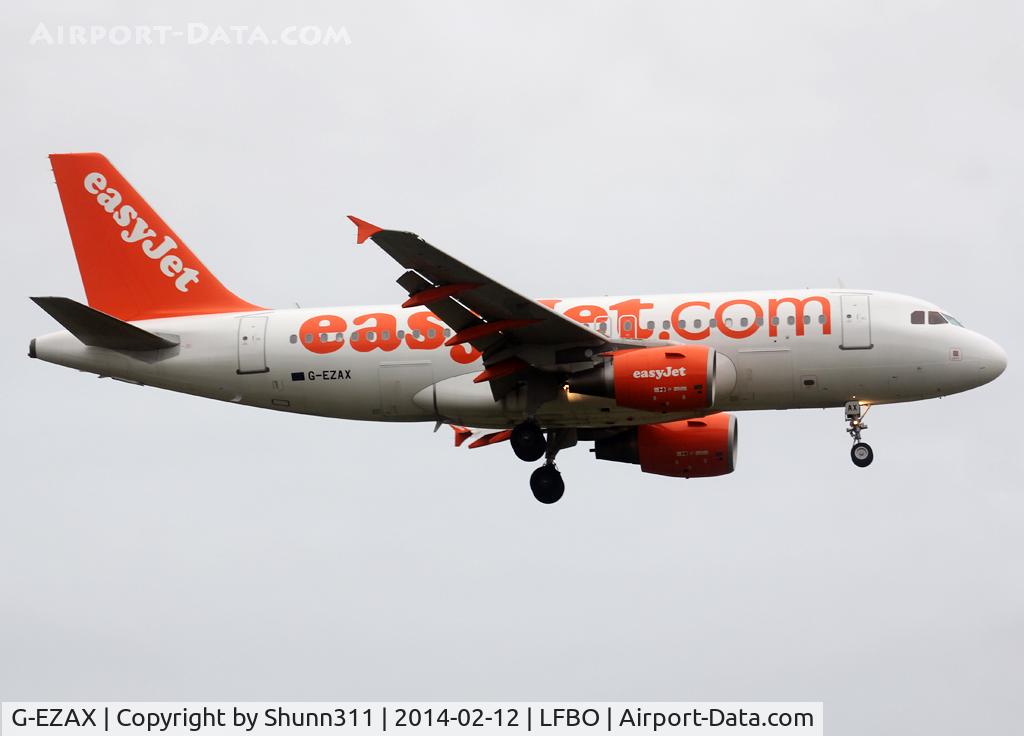 G-EZAX, 2006 Airbus A319-111 C/N 2818, Landing rwy 14R without 'Come on, Let's fly' titles