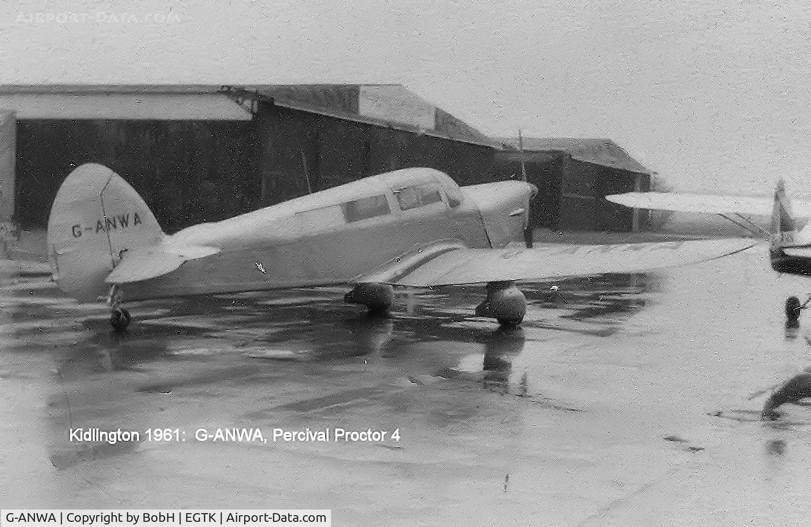 G-ANWA, F Hills And Sons Ltd Proctor 4 C/N H725, G-ANWA at Kidlington in 1961.