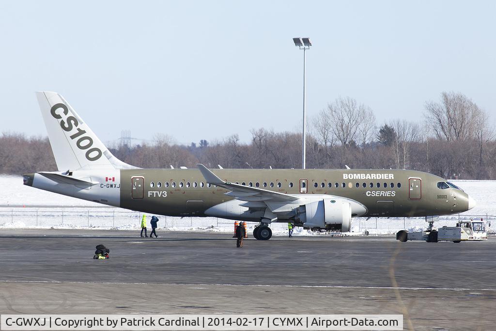 C-GWXJ, 2013 Bombardier CSeries CS100 (BD-500-1A10) C/N 50003, FTV3 outside for an engine test today. Third test aircraft for the CSeries program.