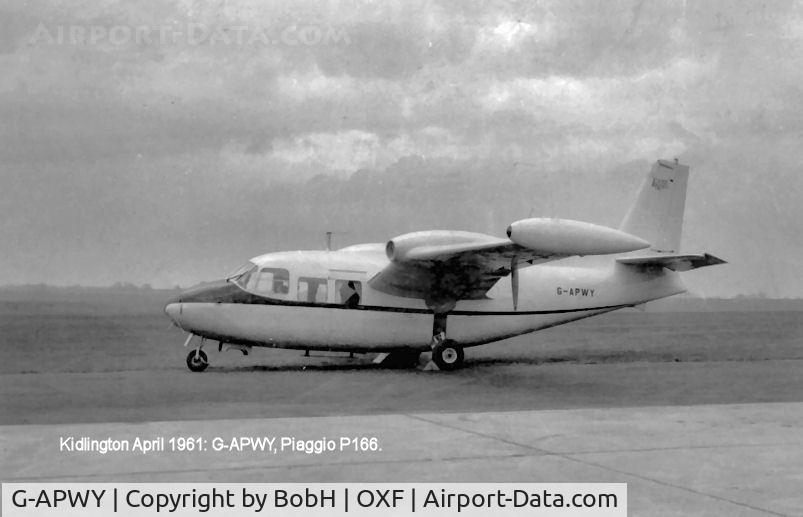 G-APWY, 1959 Piaggio P-166AL-1 C/N 362, G-APWY Seen here at Kidlington in April 1961.