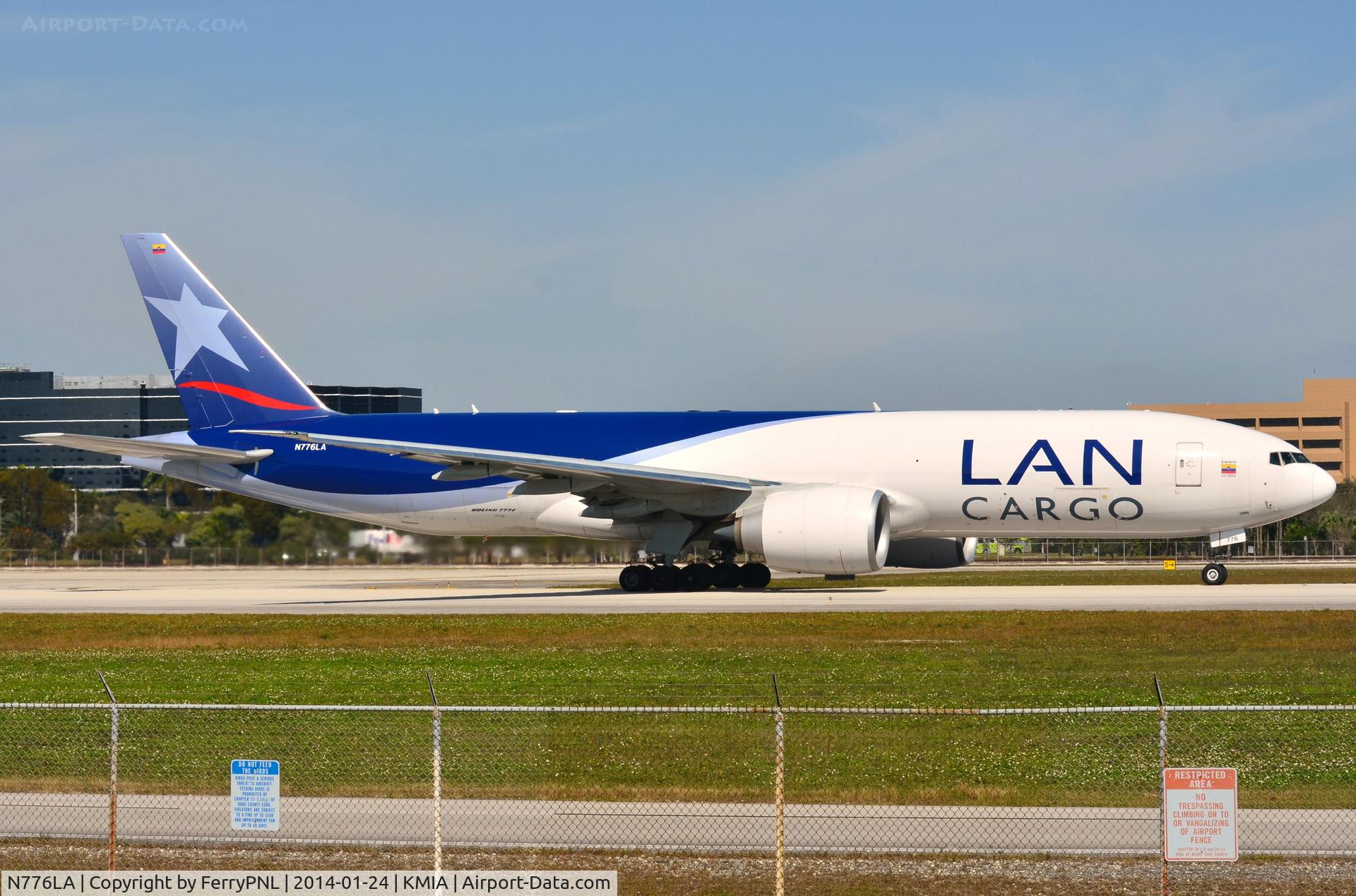 N776LA, 2012 Boeing 777-F16 C/N 38091, One of many LAN Cargo planes in today.