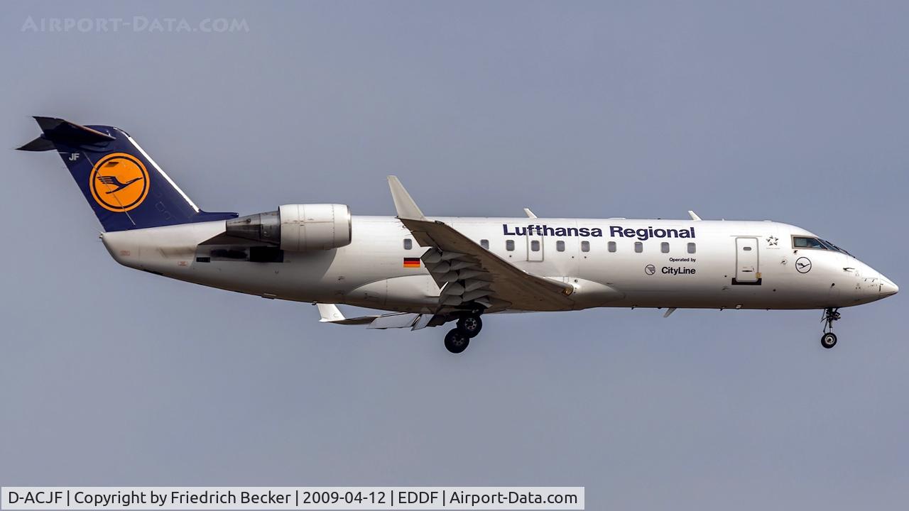 D-ACJF, 1996 Canadair CRJ-100LR (CL-600-2B19) C/N 7200, on final at Frankfurt
