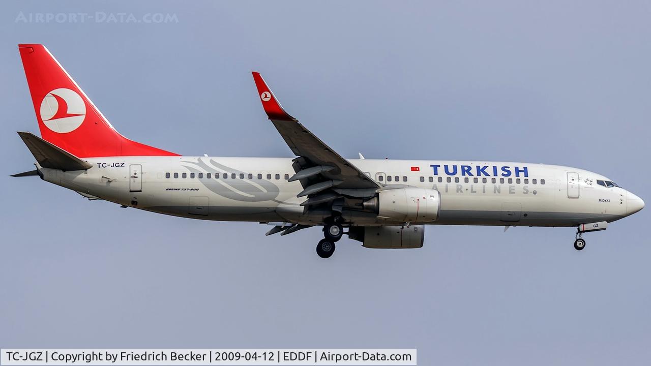 TC-JGZ, 2008 Boeing 737-8F2 C/N 35789, on final at Frankfurt
