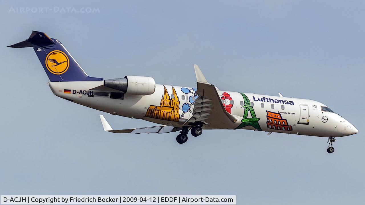D-ACJH, 1998 Canadair CRJ-200LR (CL-600-2B19) C/N 7266, on final at Frankfurt