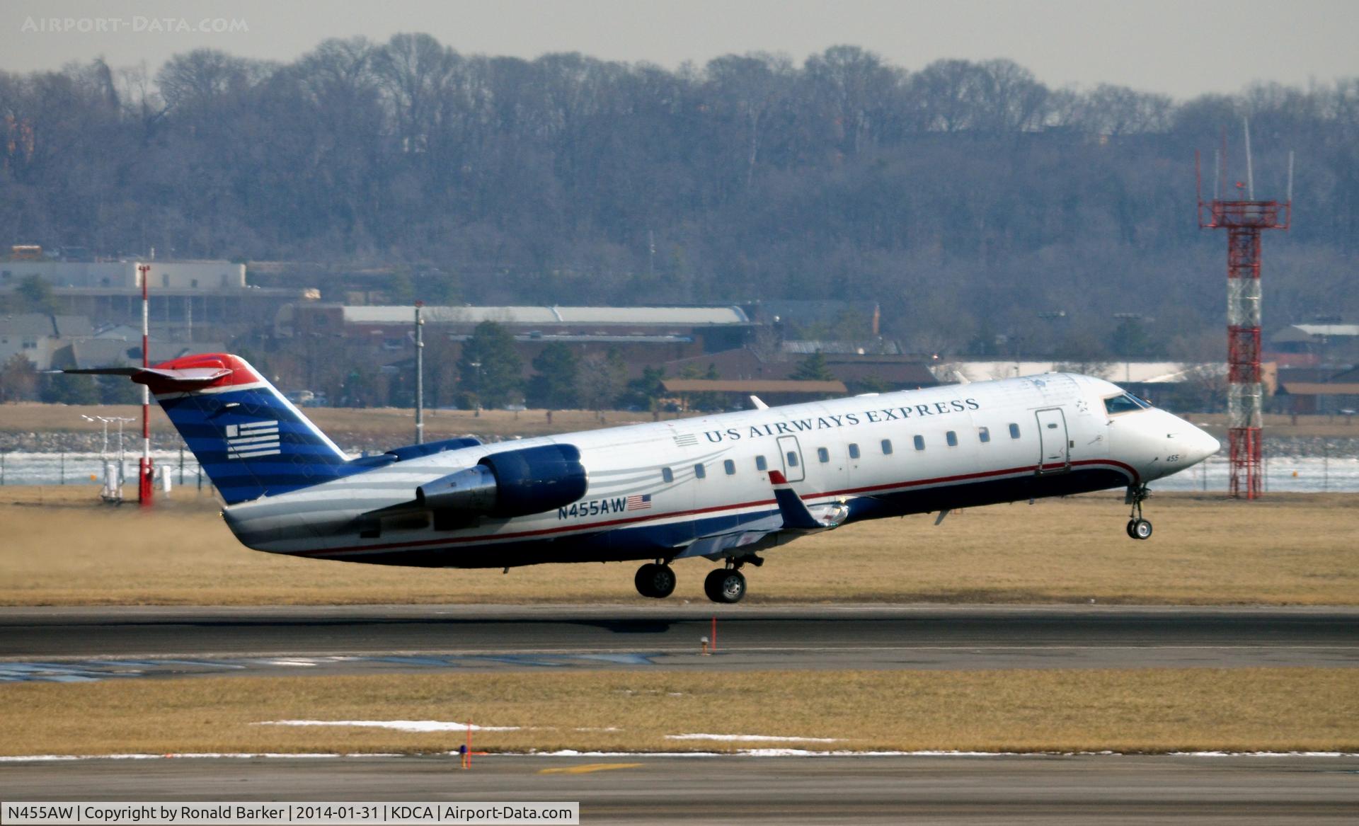 N455AW, 2003 Bombardier CRJ-200LR (CL-600-2B19) C/N 7848, Liftoff National