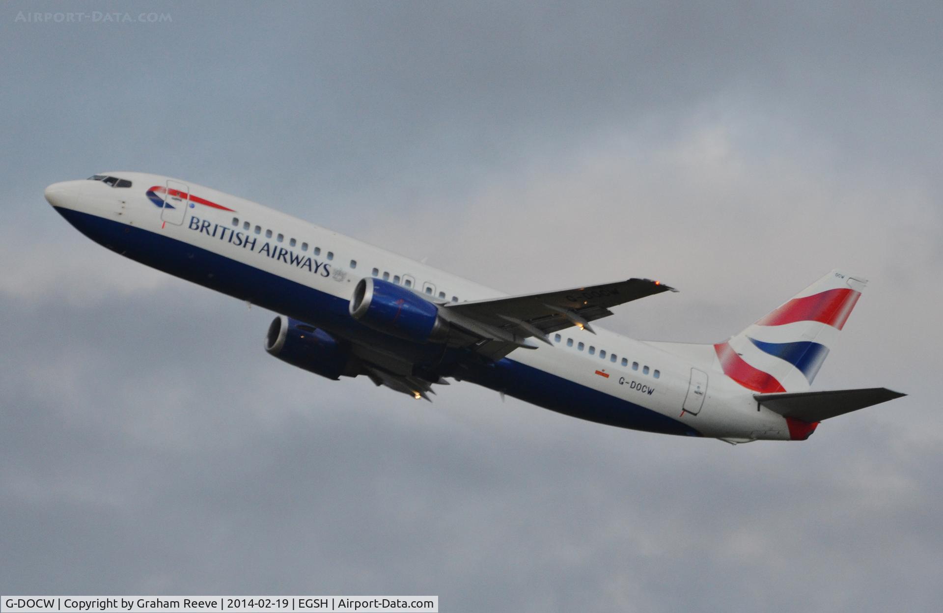 G-DOCW, 1992 Boeing 737-436 C/N 25856, Departing late afternoon.