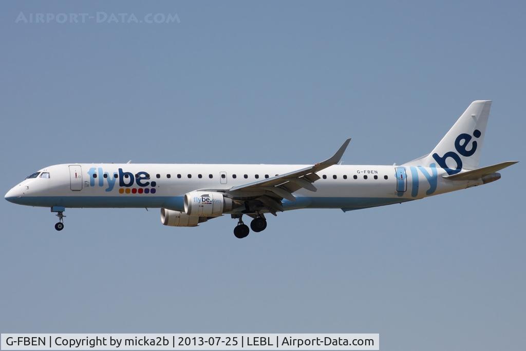 G-FBEN, 2008 Embraer 195LR (ERJ-190-200LR) C/N 19000213, Landing