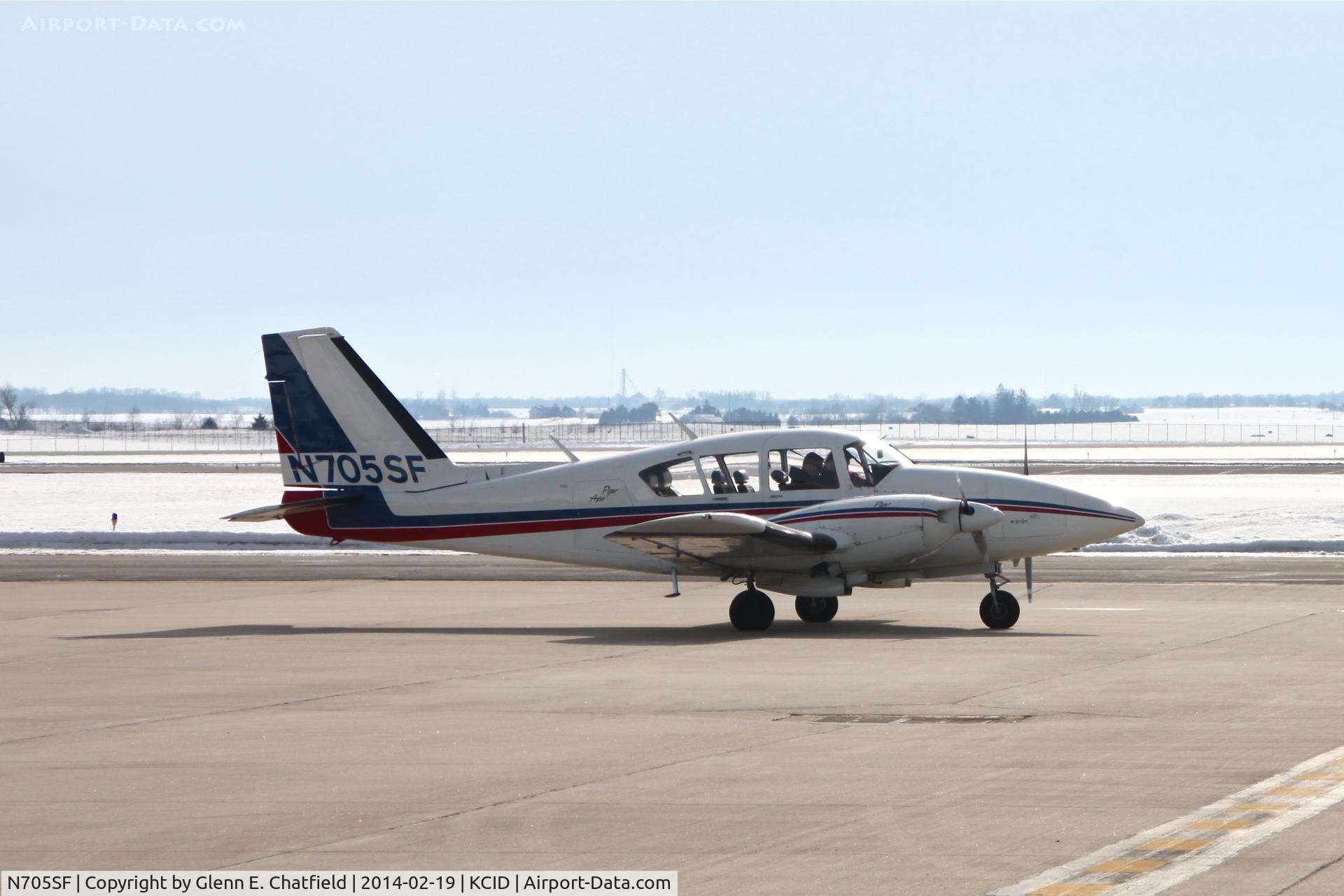 N705SF, 1974 Piper PA-23-250 C/N 27-7405311, Photographed through a chain-link fence.