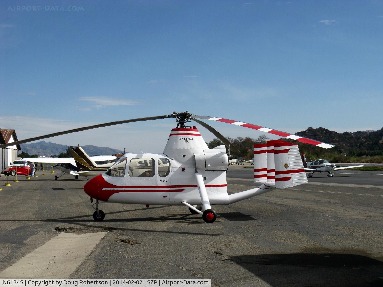N6134S, 1965 Air & Space America Inc 18A C/N 18-41, 1965 Air & Space Mfg. Inc. 18A jump start autogyro, Lycoming O&VO-360 180 Hp pusher, rare airworthy production aircraft derived from Umbaugh 18 production autogyro, SZP-based