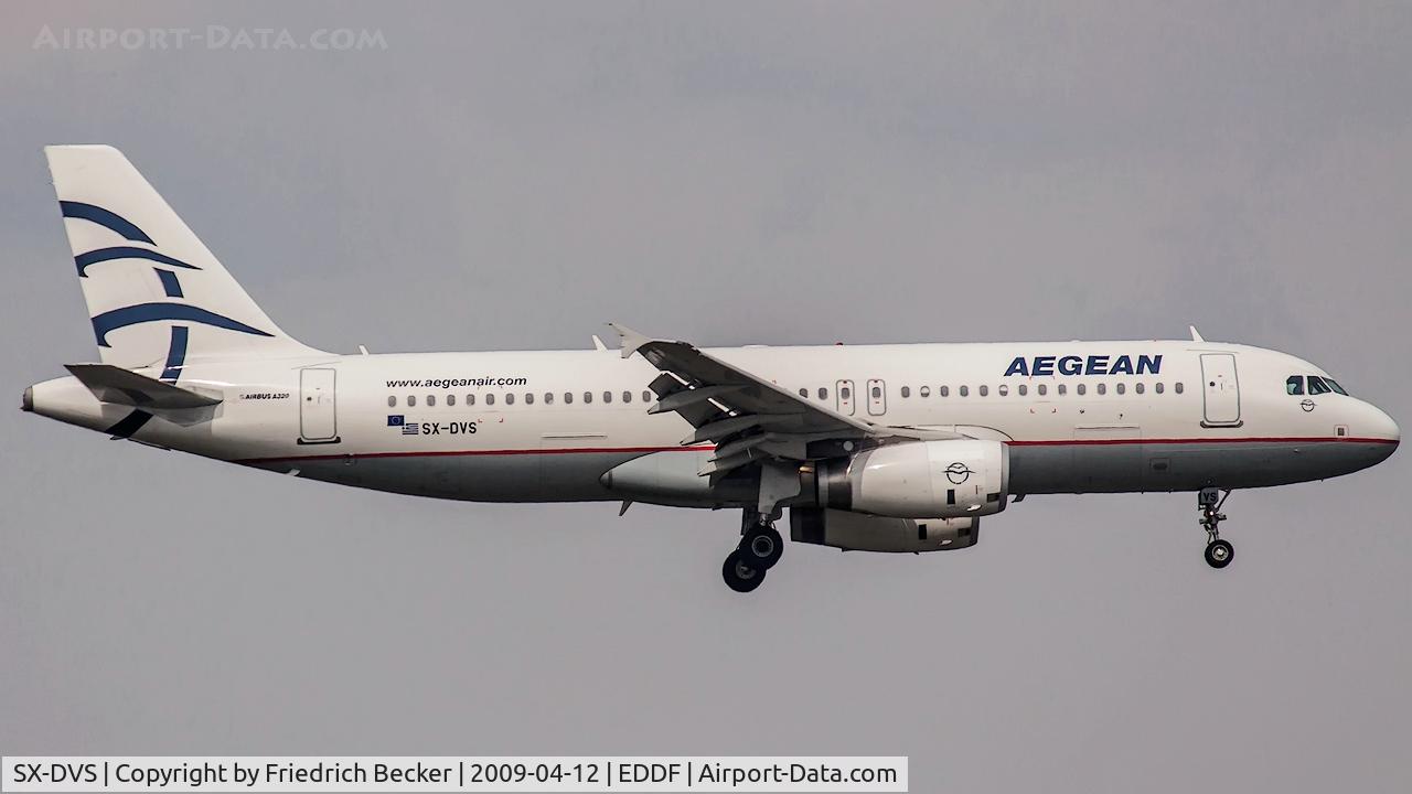 SX-DVS, 2008 Airbus A320-232 C/N 3709, on final at Frankfurt