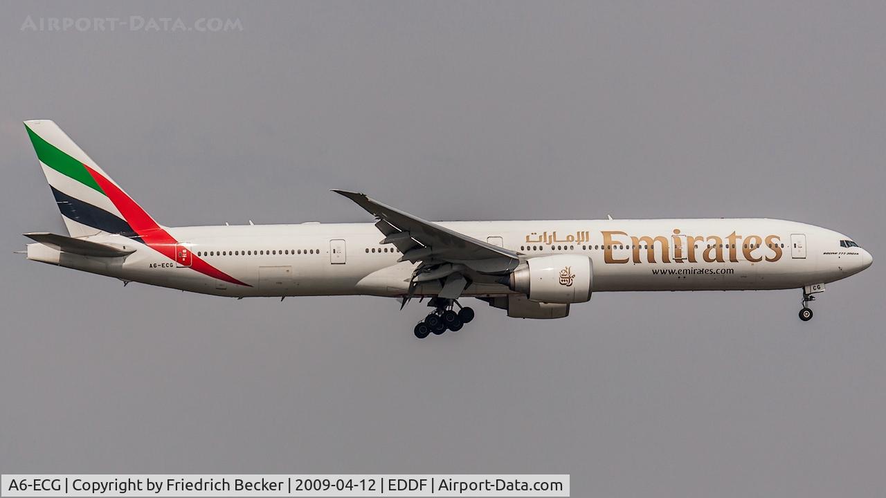 A6-ECG, 2008 Boeing 777-31H/ER C/N 35579, on final at Frankfurt