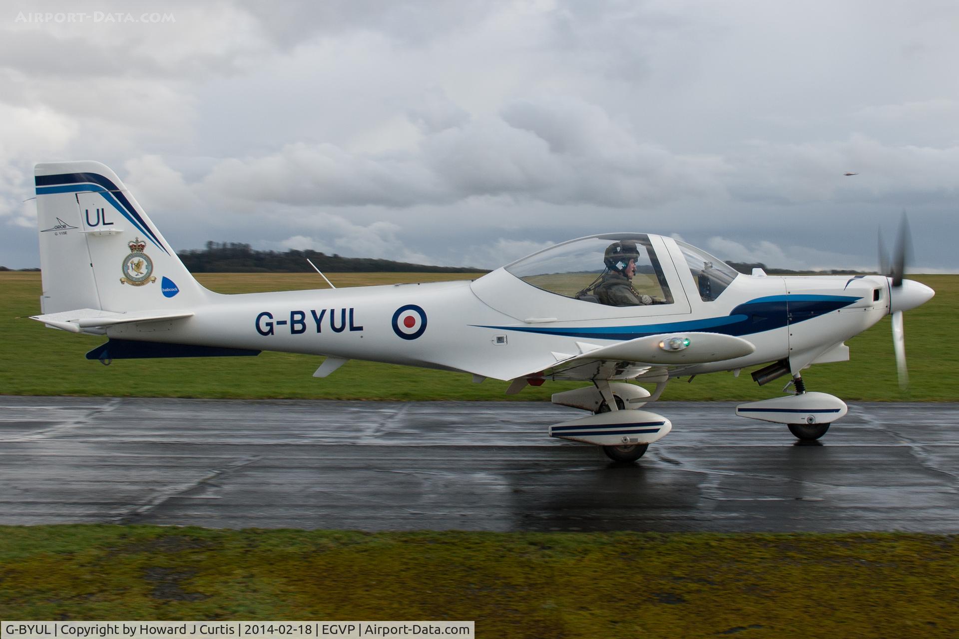 G-BYUL, 1999 Grob G-115E Tutor T1 C/N 82097/E, Tutor T1 G-BYUL is one of a small number used for basic training by No1 EFTS here.