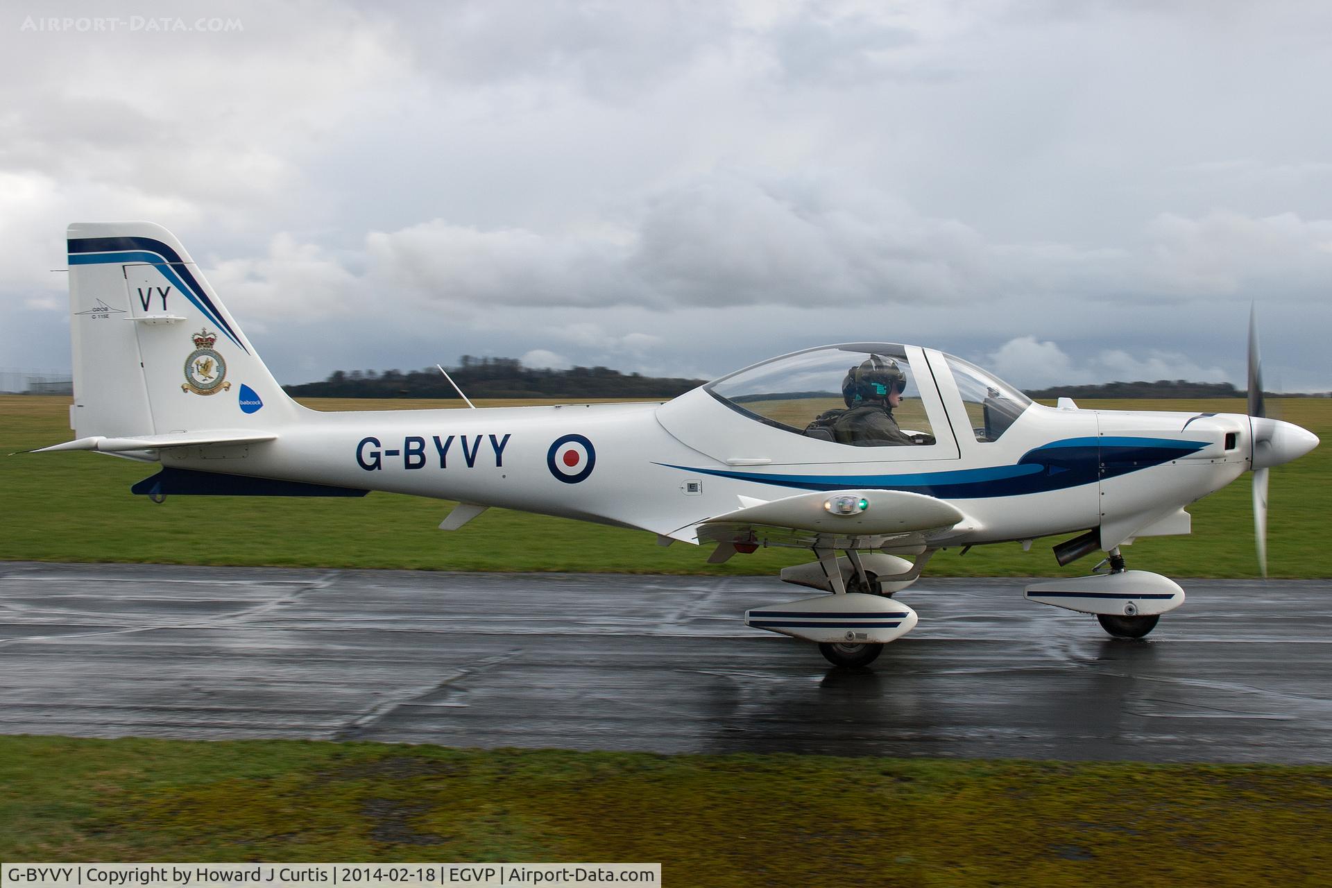 G-BYVY, 2000 Grob G-115E Tutor T1 C/N 82134/E, Tutor T1 G-BYVY is one of a small number used for basic training by No1 EFTS here.