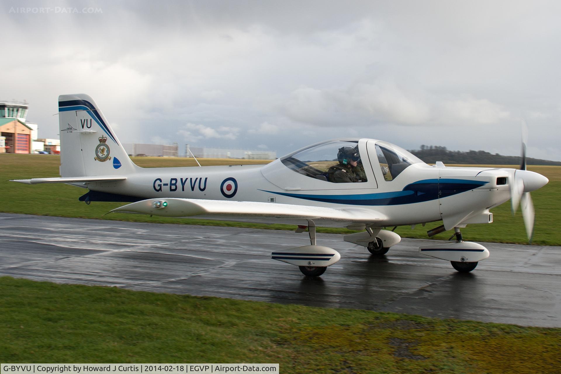 G-BYVU, 2000 Grob G-115E Tutor T1 C/N 82130/E, Tutor T1 G-BYVU is one of a small number used for basic training by No1 EFTS here.