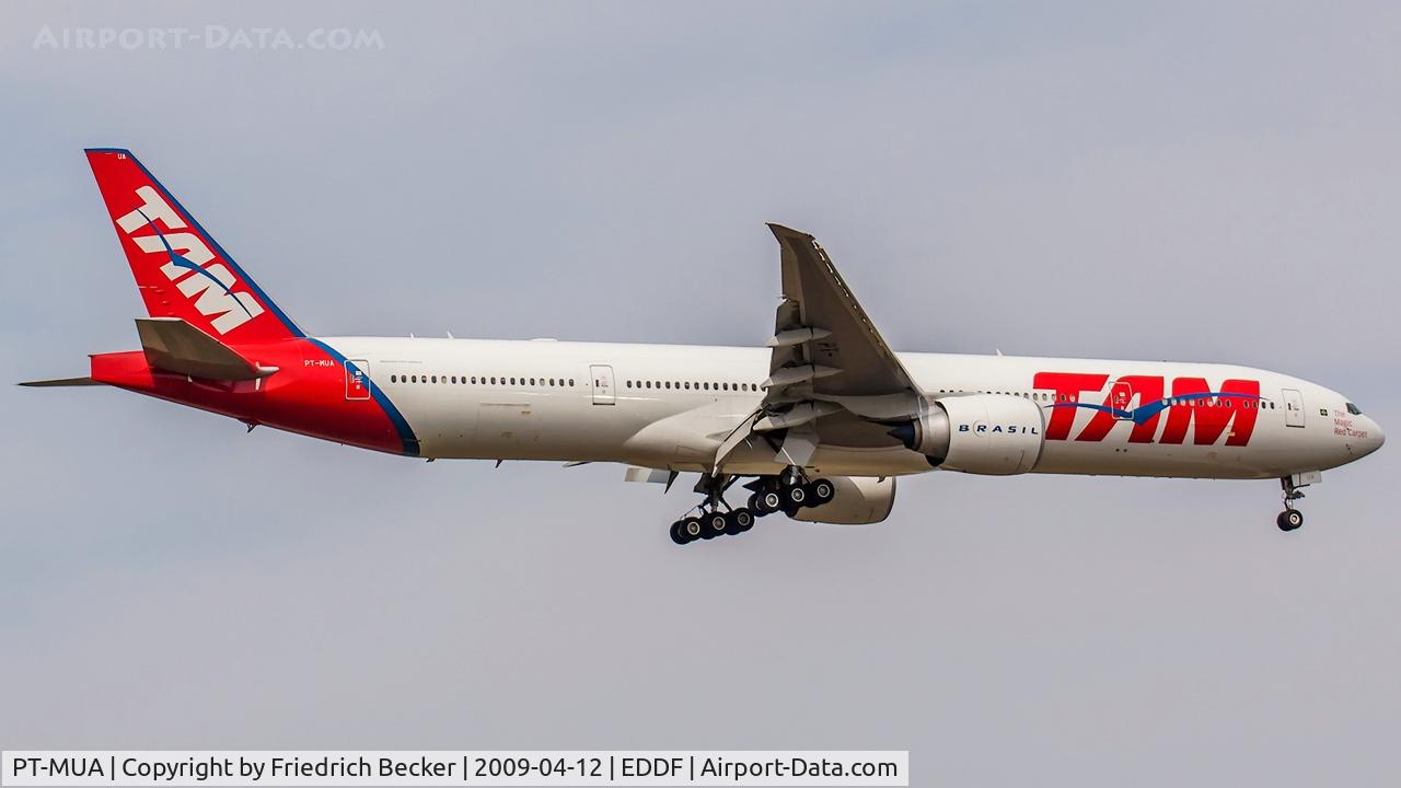 PT-MUA, 2008 Boeing 777-32W/ER C/N 37664, on final at Frankfurt