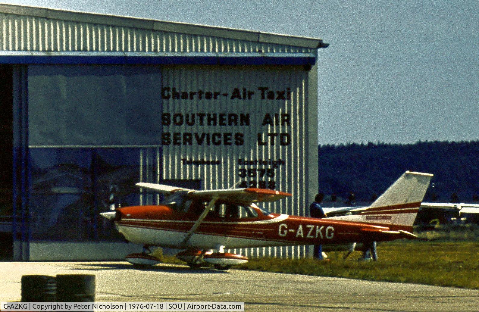 G-AZKG, 1972 Reims F172L Skyhawk C/N 0825, Reims F.172L Skyhawk as seen at Eastleigh, as Southampton Airport was then known, in the Summer of 1976.