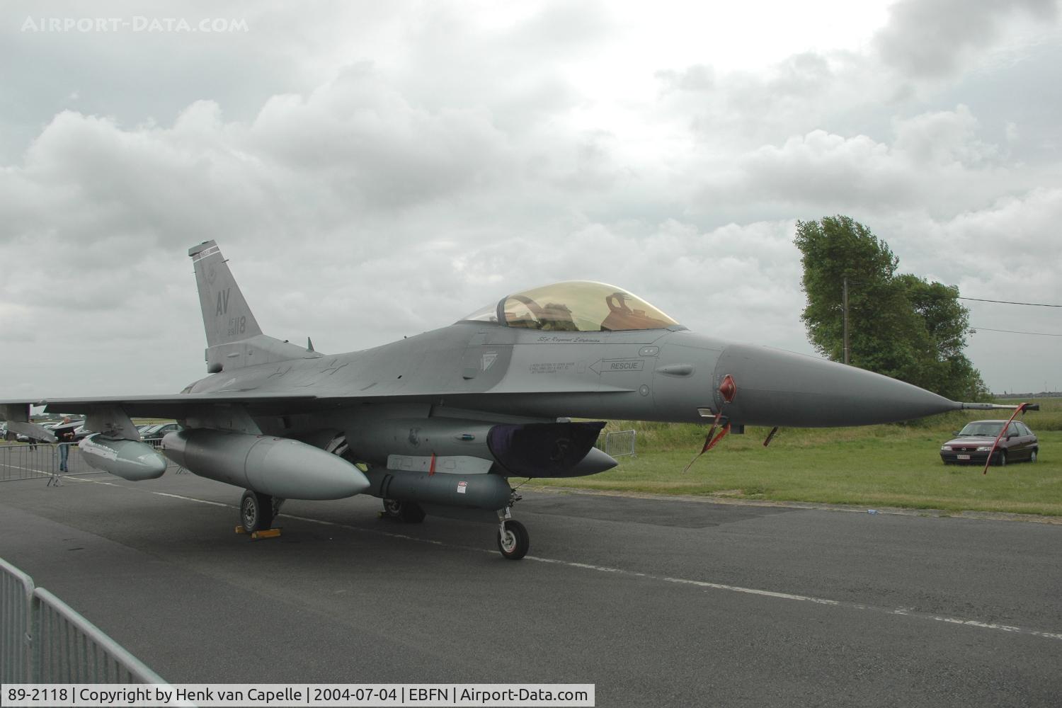 89-2118, 1989 General Dynamics F-16CG Fighting Falcon C/N 1C-271, USAF F-16CG of 510th FS, based at Aviano in Italy, at Koksijde Air Base, Belgium.