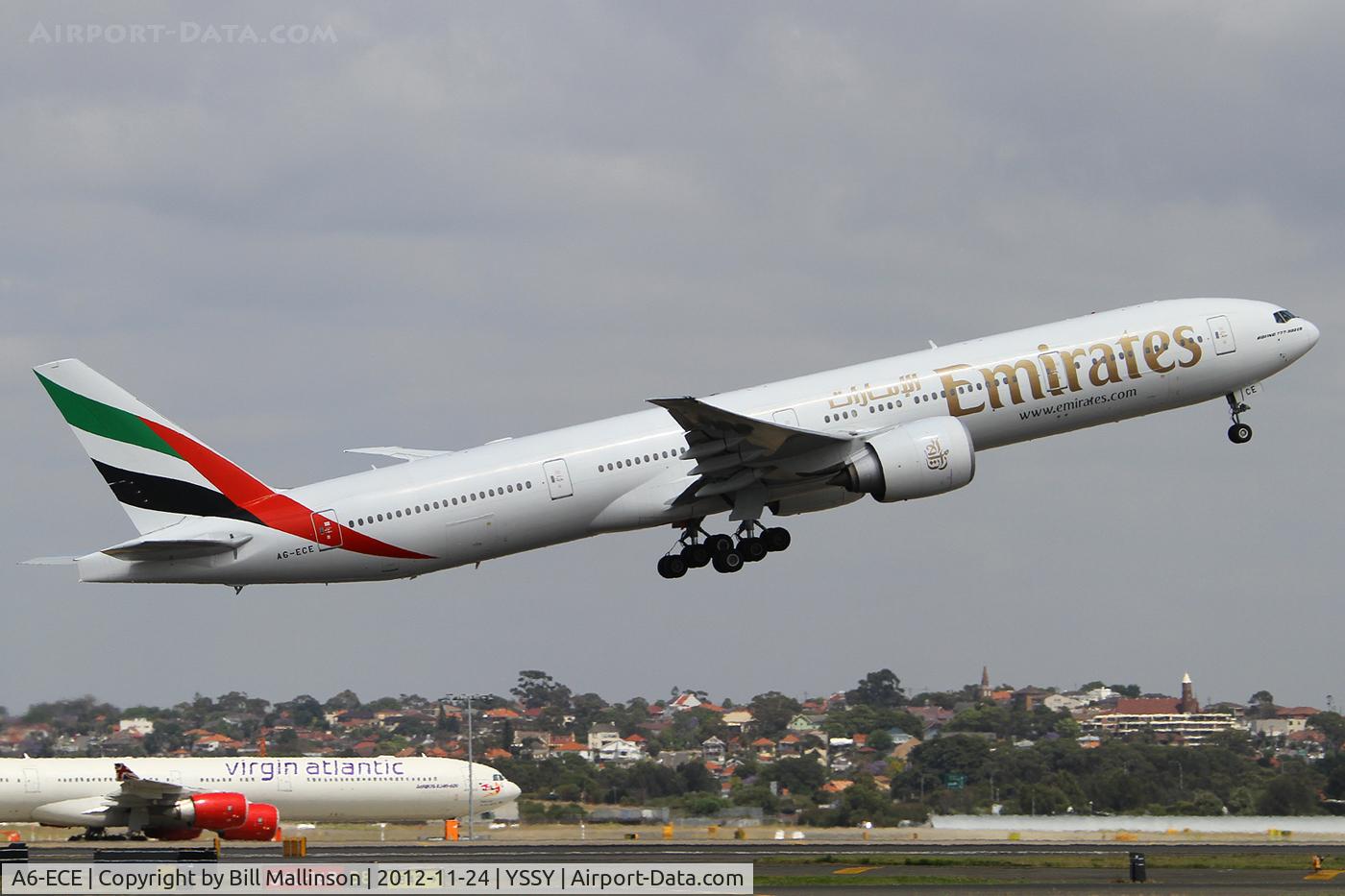 A6-ECE, 2007 Boeing 777-31H/ER C/N 35575, away from 34R as EK418 to NZCH