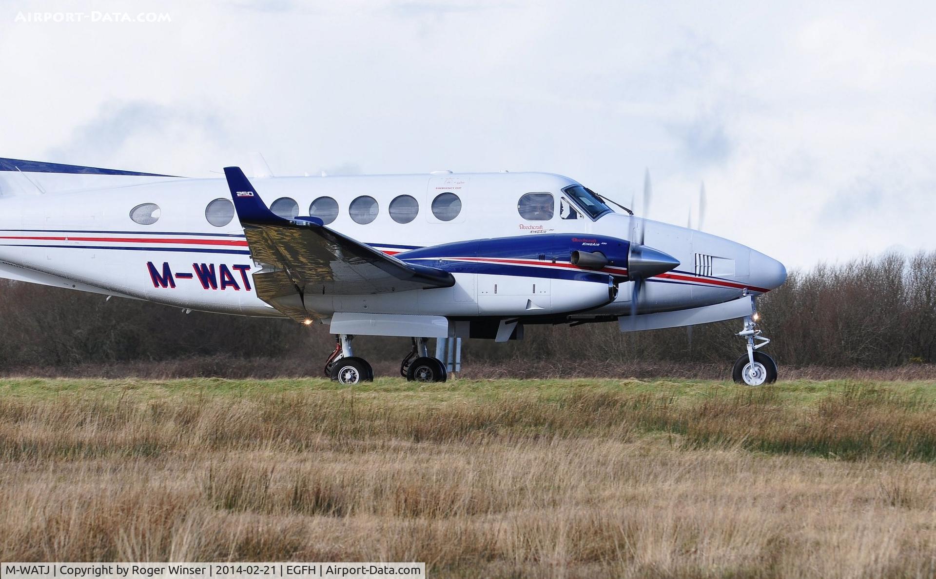 M-WATJ, 2012 Hawker Beechcraft B200GT King Air C/N BY-139, Visiting King Air 250 holding prior to departure. Operated by Saxonhenge.
