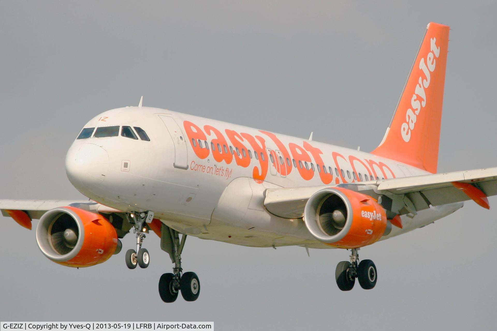G-EZIZ, 2005 Airbus A319-111 C/N 2646, Airbus A319-111, Short Approach Rwy 25L, Brest-Bretagne Airport (LFRB-BES)