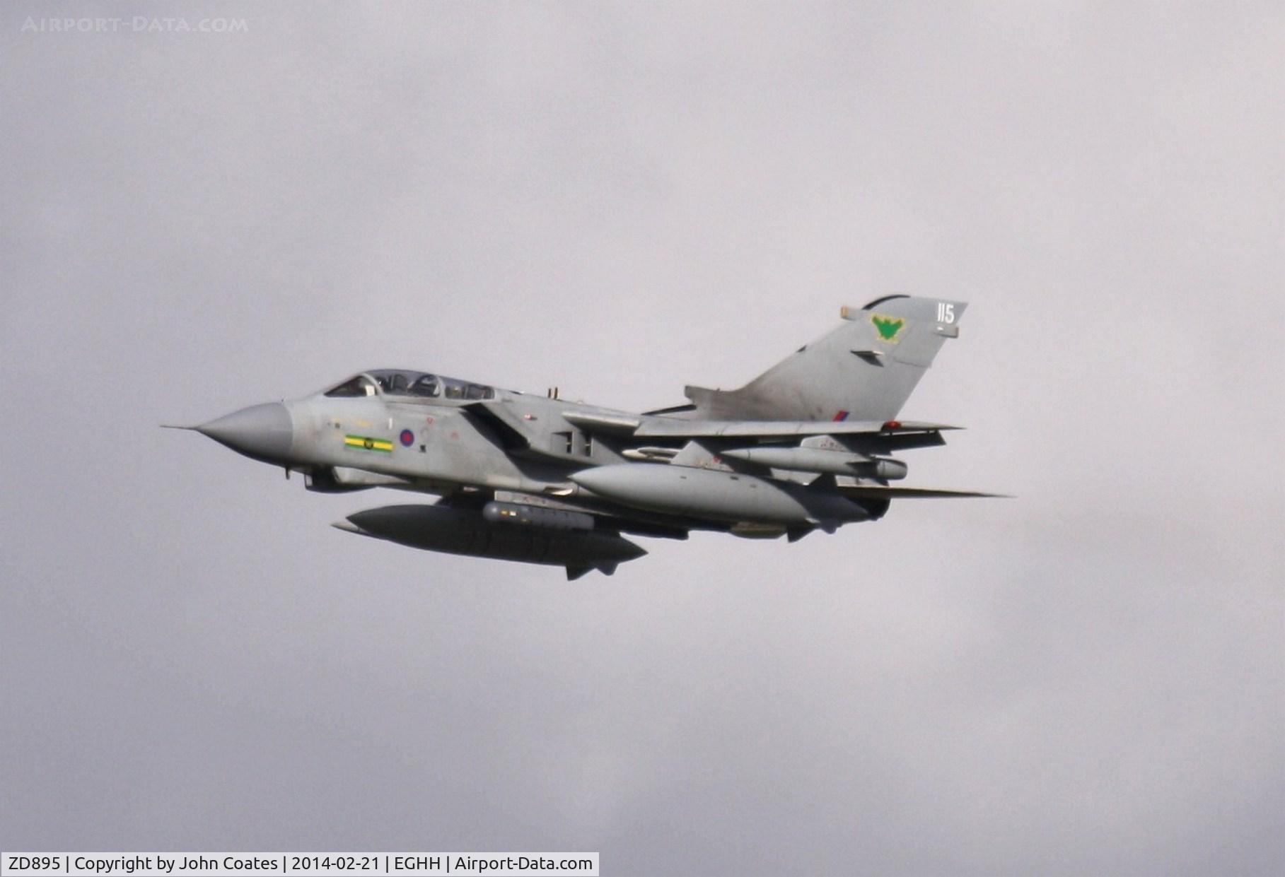 ZD895, 1985 Panavia Tornado GR.4 C/N 477/BS155/3216, Fast low pass shot from distance.
