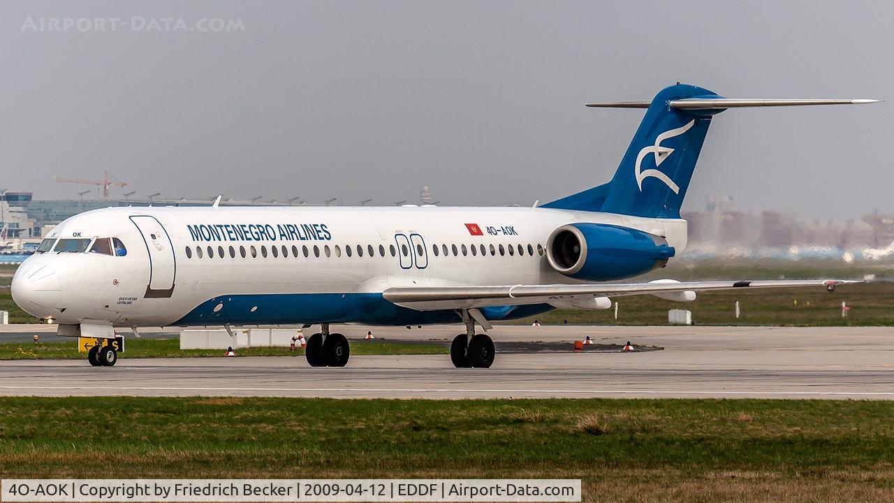 4O-AOK, 1989 Fokker 100 (F-28-0100) C/N 11272, line up for departure