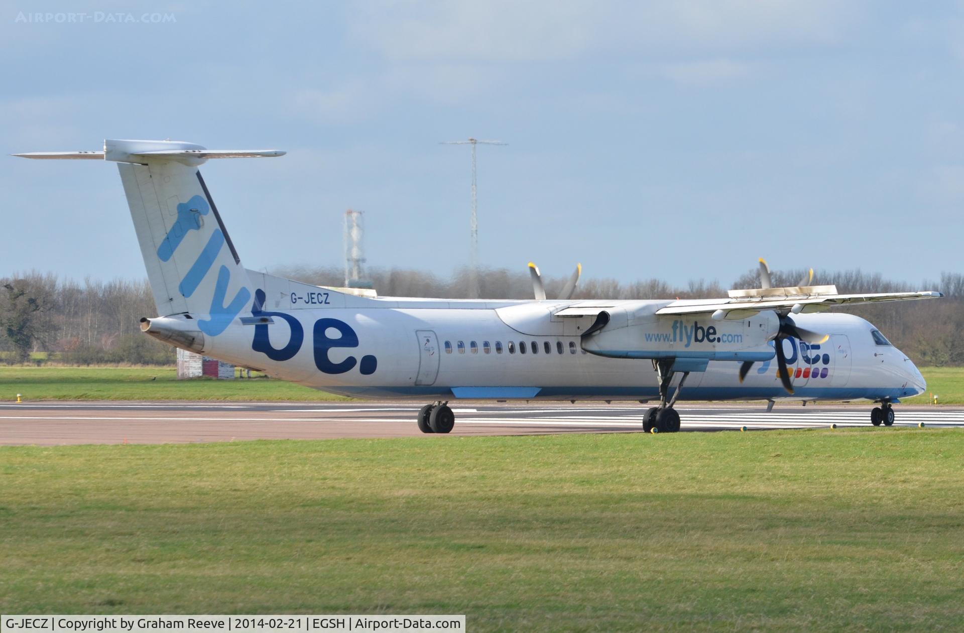 G-JECZ, 2007 De Havilland Canada DHC-8-402Q Dash 8 C/N 4179, About to depart on runway 27.