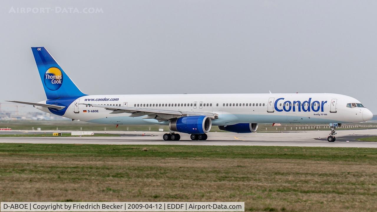 D-ABOE, 1999 Boeing 757-330 C/N 29012, departure via RW18W