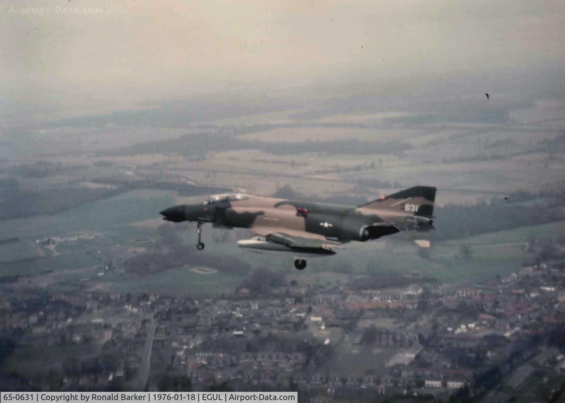 65-0631, 1965 McDonnell F-4D-27-MC Phantom II C/N 1602, Landing RAF Lakenheath, UK with a generator failure.  Notice the 