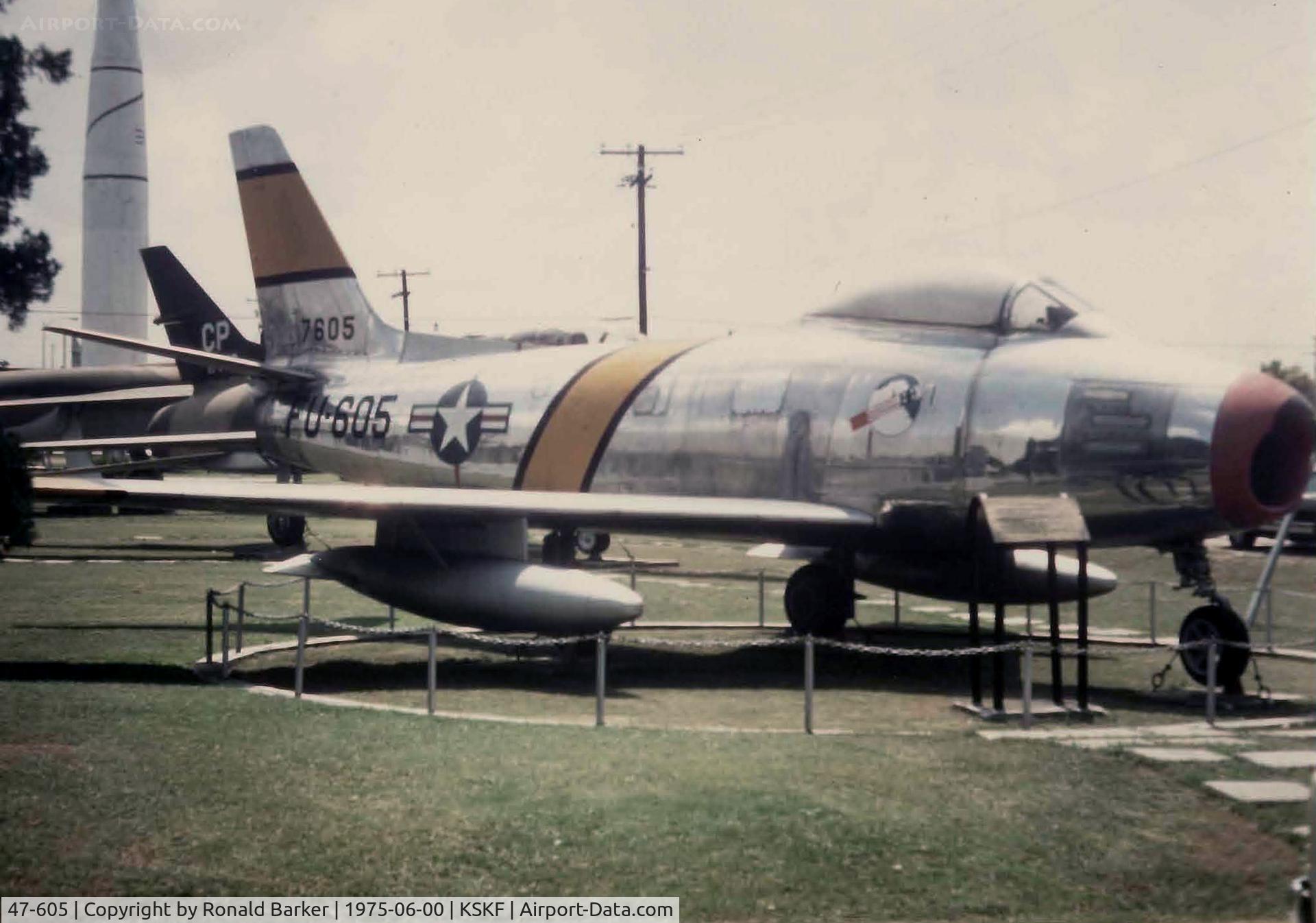 47-605, 1947 North American F-86A Sabre C/N 151-38432, Lackland AFB, TX