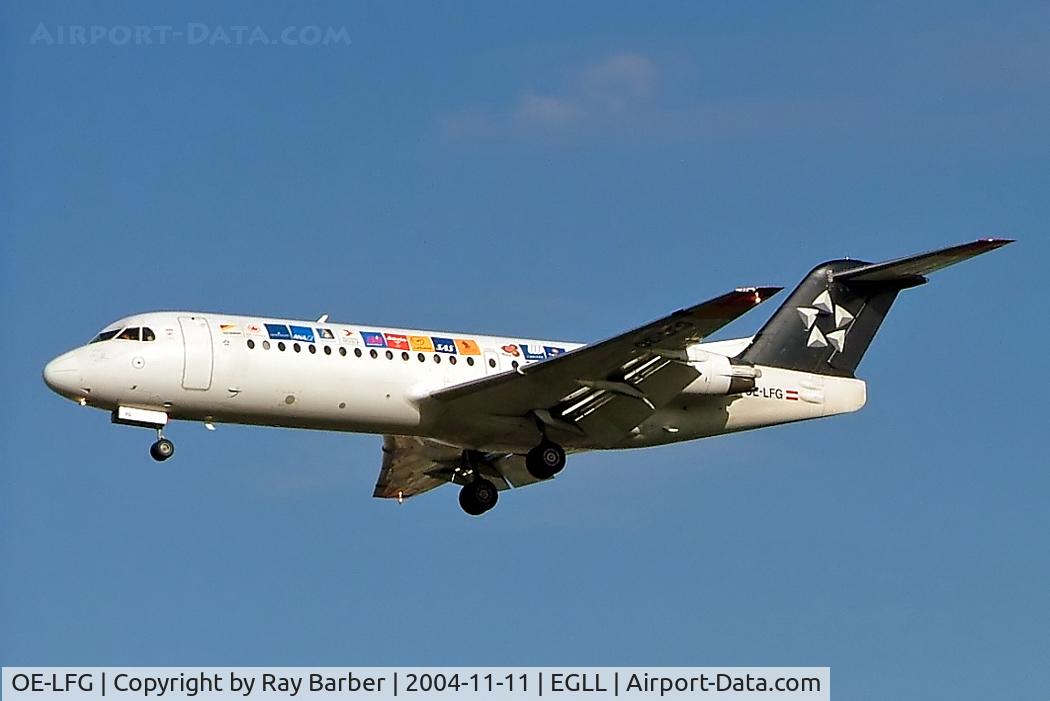 OE-LFG, 1995 Fokker 70 (F-28-0070) C/N 11549, Fokker F-70 [11549] (Tyrolean Airways) Heathrow~G 11/11/2004
