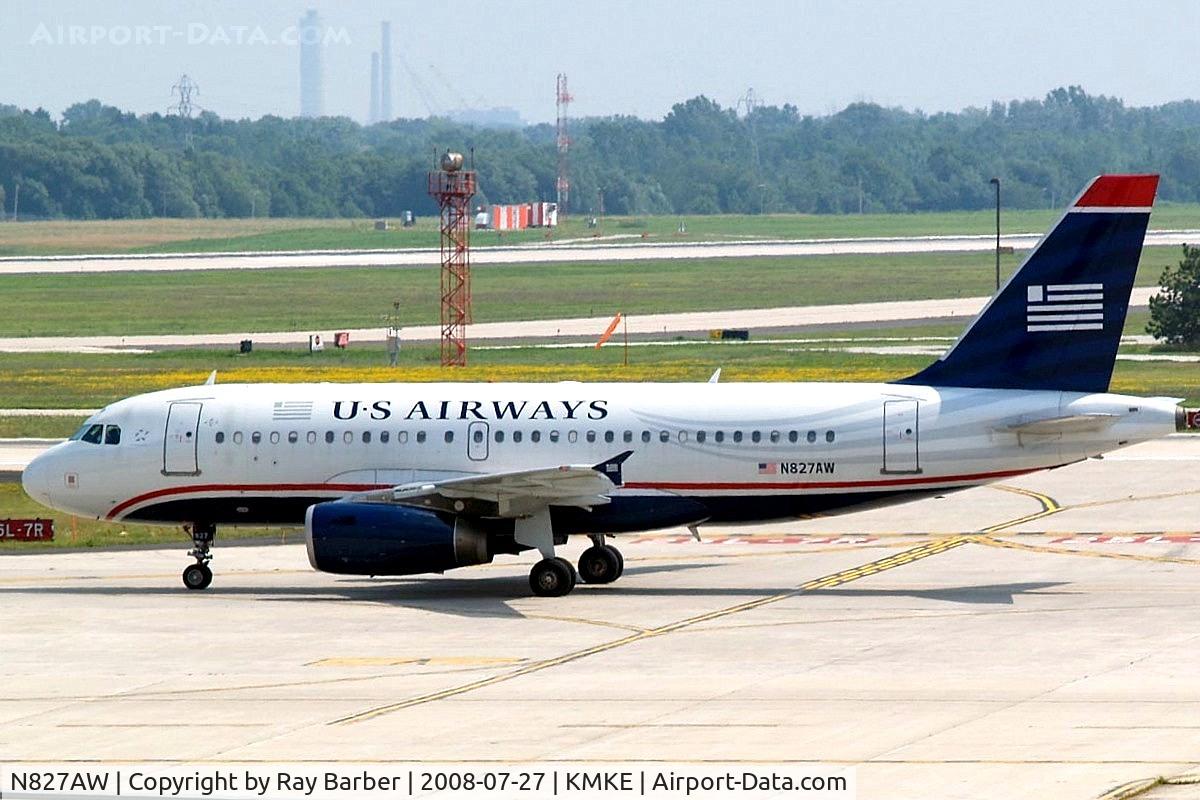 N827AW, 2001 Airbus A319-132 C/N 1547, Airbus A319-132 [1547] (US Airways) Milwaukee~N 27/07/2008